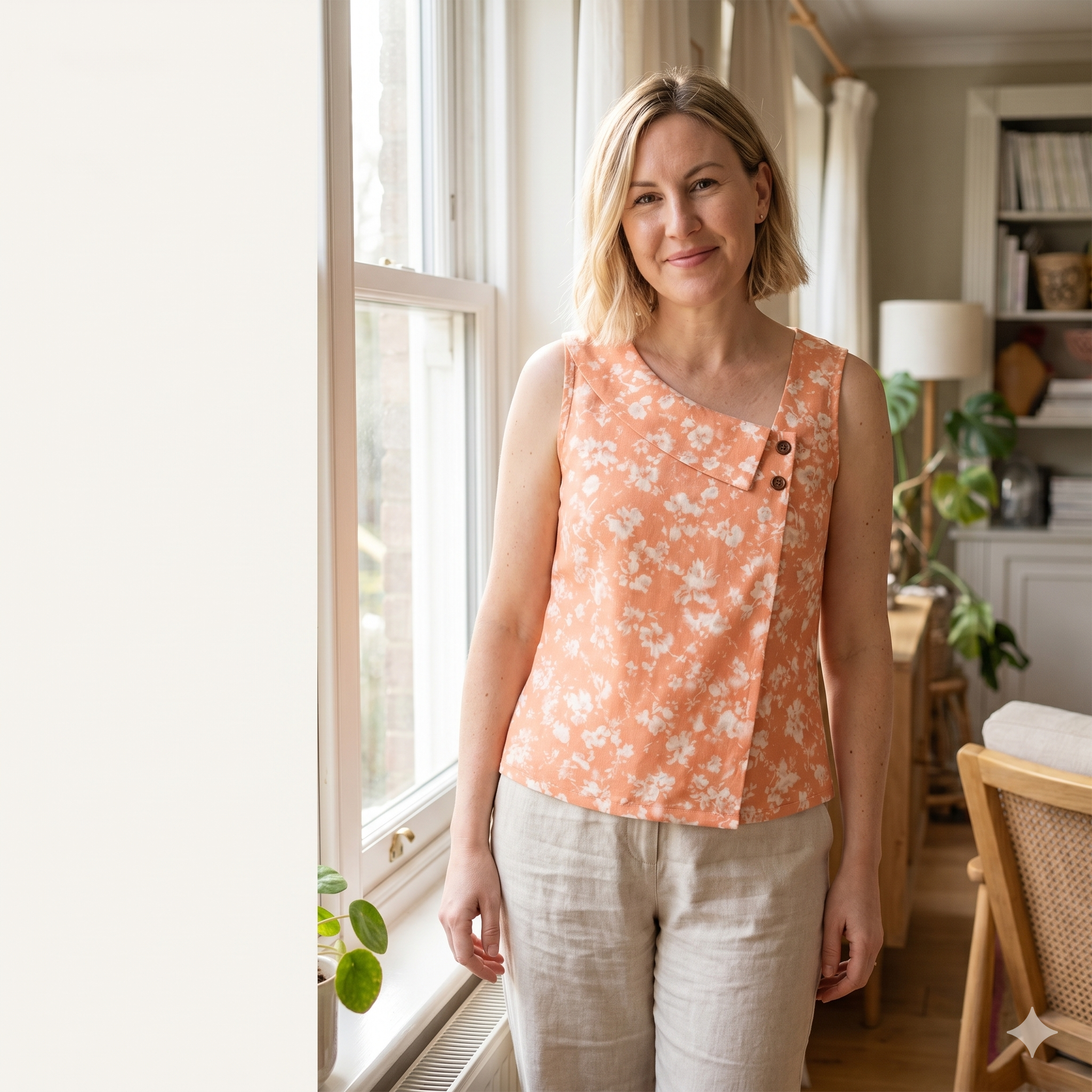 Asymmetrical Summer Top Sewing Pattern, Sleeveless Blouse PDF, Women's Casual Shirt DIY, Digital Pattern For Beginner, Sizes XS–3XL