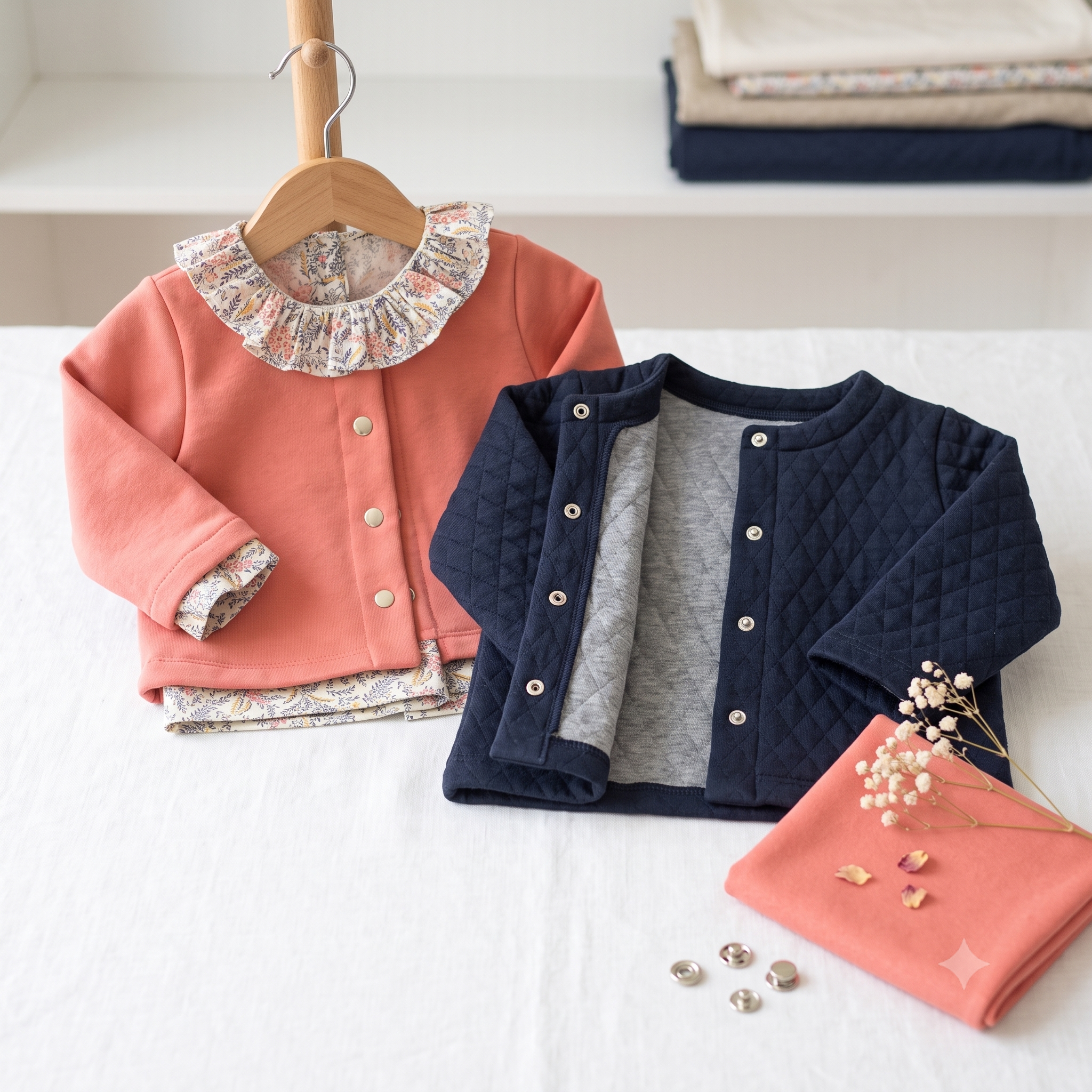 BABY & MINI MONCEAU Cardigan Sewing Pattern PDF, Kids Jersey Cardigan, Round Neck Snap Cardigan, No Overlocker, Ages 3 Months–14 Years