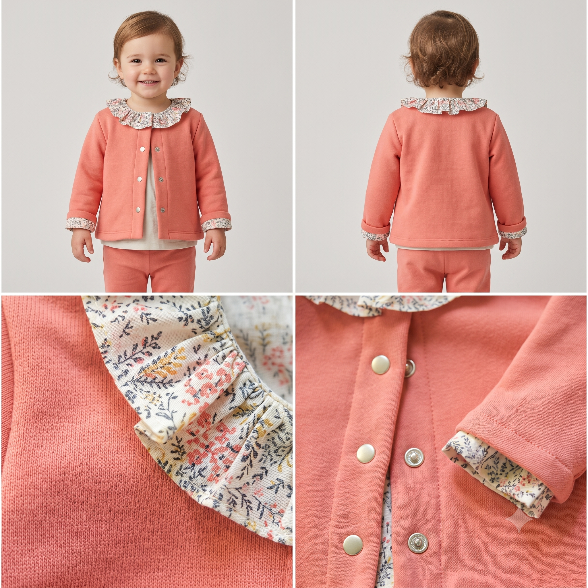 BABY & MINI MONCEAU Cardigan Sewing Pattern PDF, Kids Jersey Cardigan, Round Neck Snap Cardigan, No Overlocker, Ages 3 Months–14 Years
