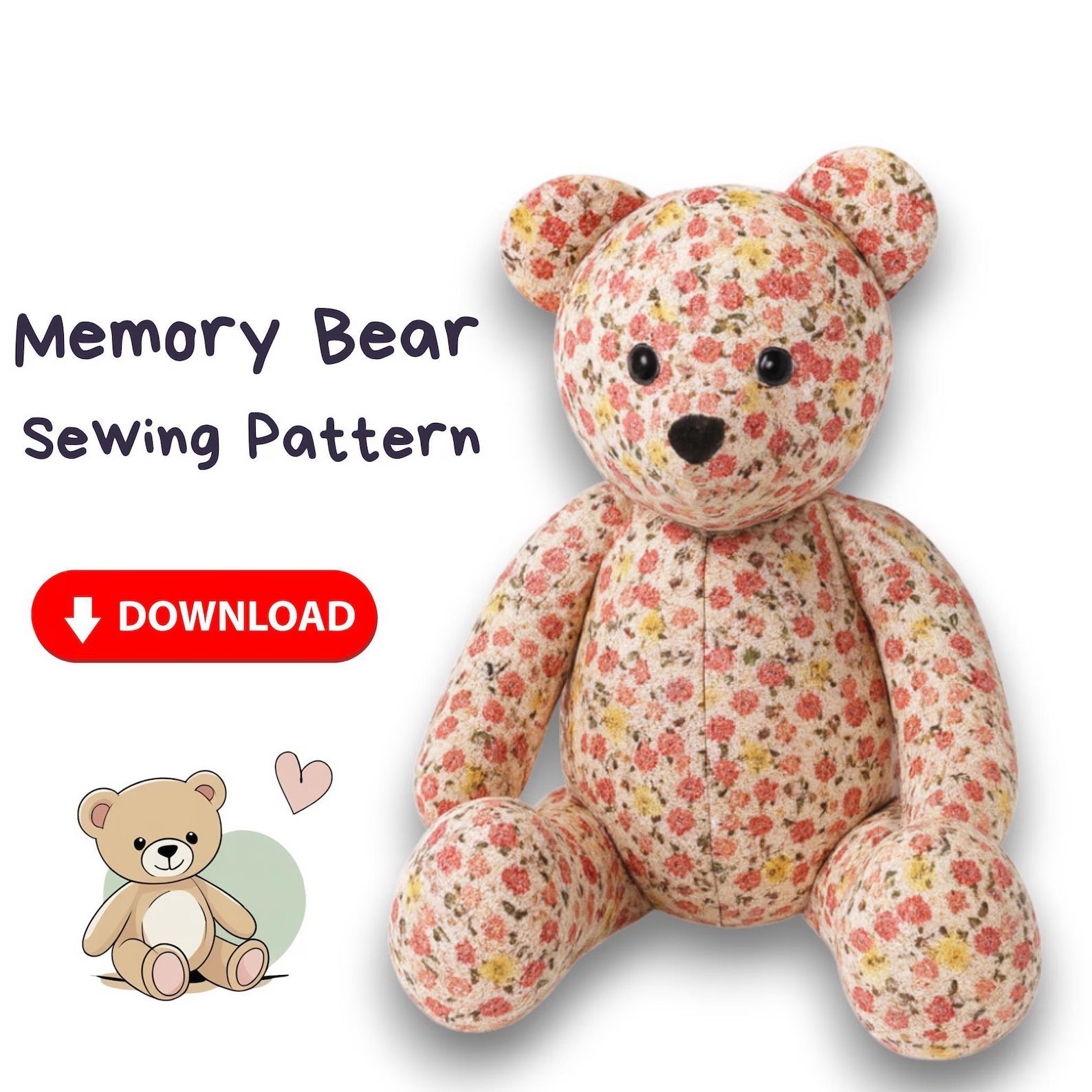 Memory Bear Sewing Pattern PDF | Keepsake Teddy Bear from Clothes