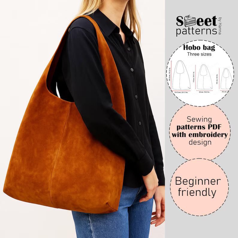 Boho Hobo Bag Sewing Pattern PDF , Three size