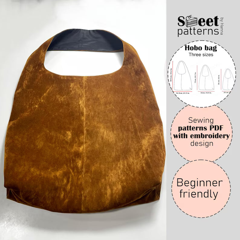 Boho Hobo Bag Sewing Pattern PDF , Three size