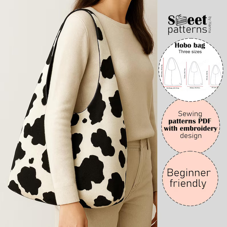 Boho Hobo Bag Sewing Pattern PDF , Three size