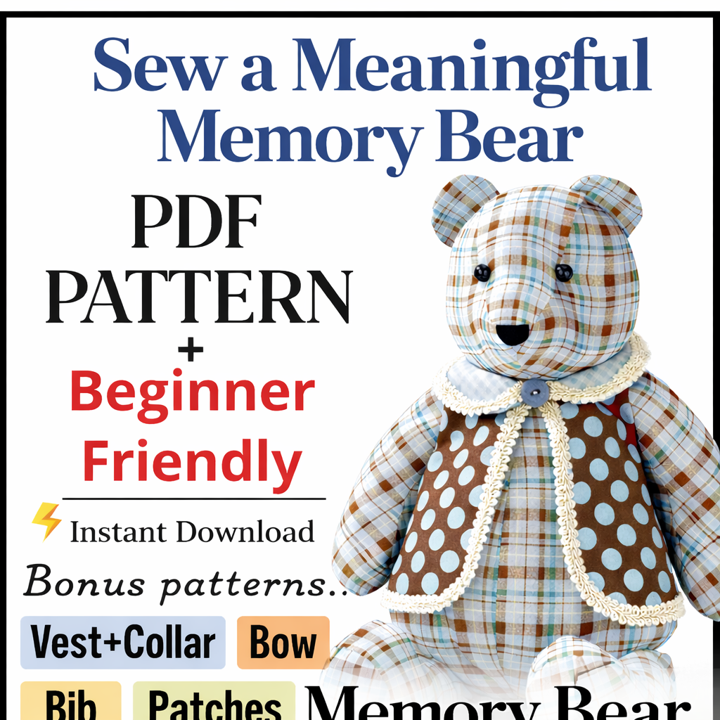 Memory Bear Sewing Pattern - Turn loved clothing into a meaningful keepsake