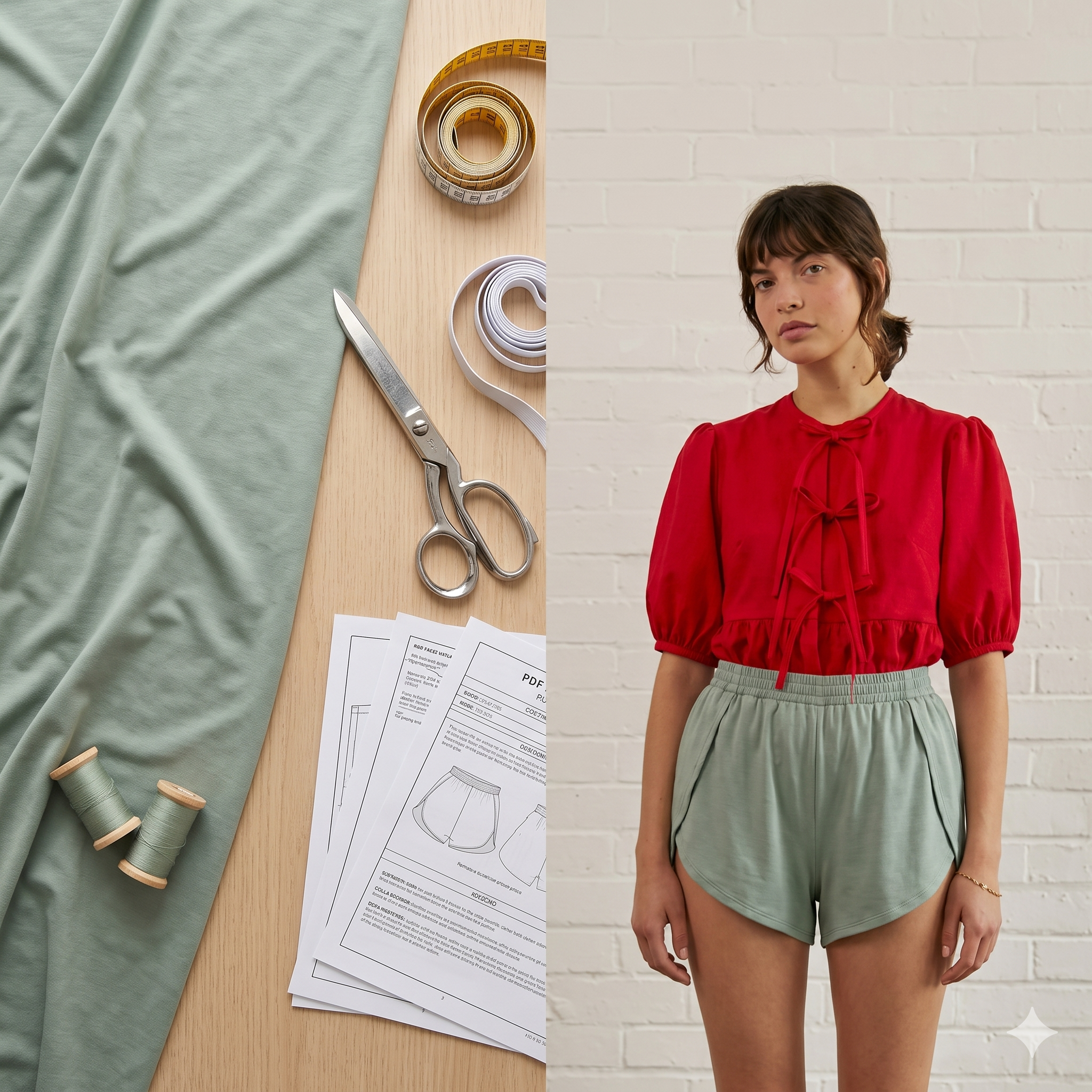 Comfy Lounge Shorts โ Sewing Pattern (PDF) | High-Waist Elastic Pajama Shorts