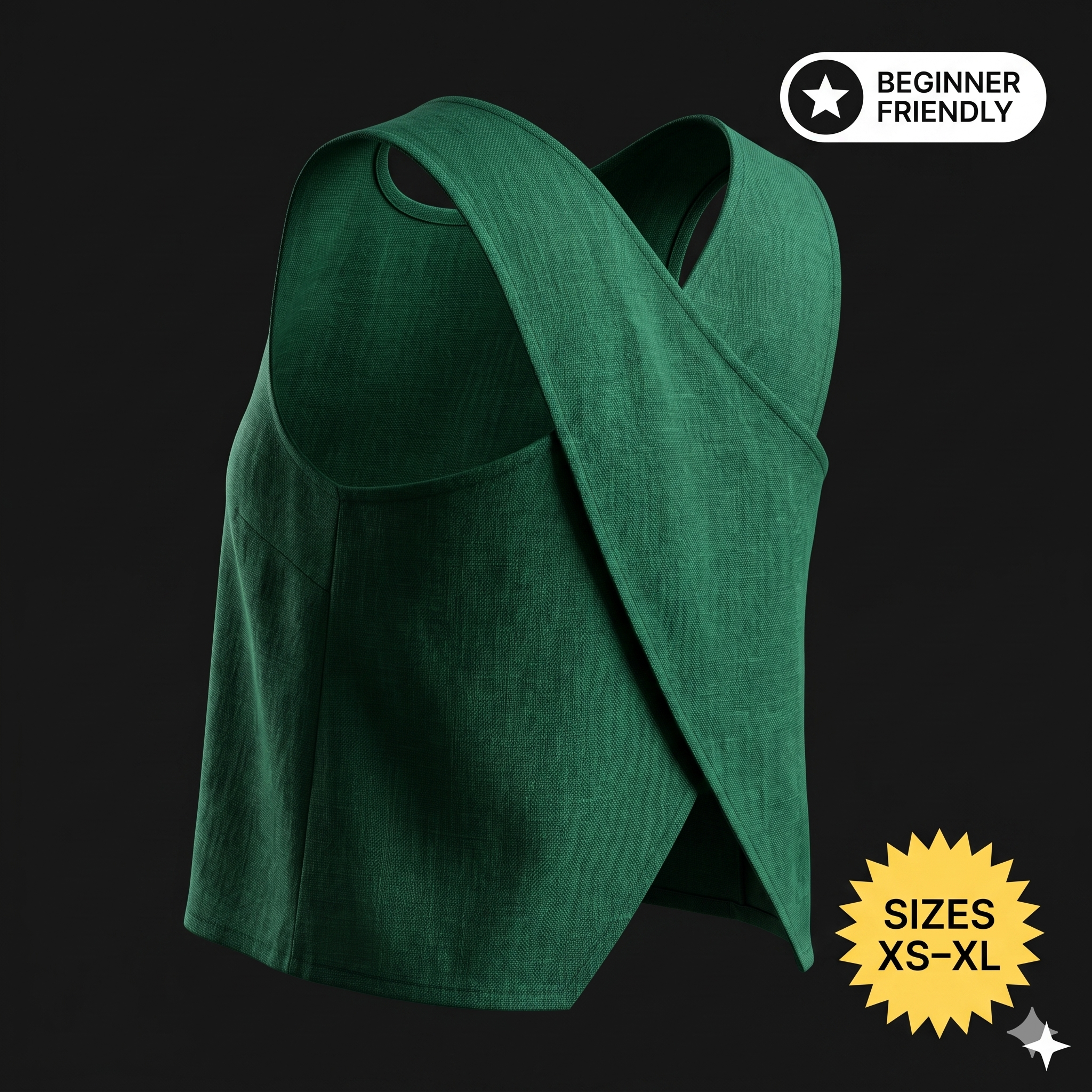 Cross Back Top Sewing Pattern | Easy Sewing Pattern PDF for Beginners | XS-XL | Instant Download | A0, A4, Easy Instructions, Video Tutorial