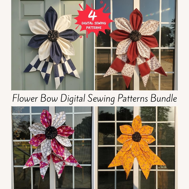 DIY Giant Quilted Flower Bow pdf Sewing Patterns Bundle (Digital Download)
