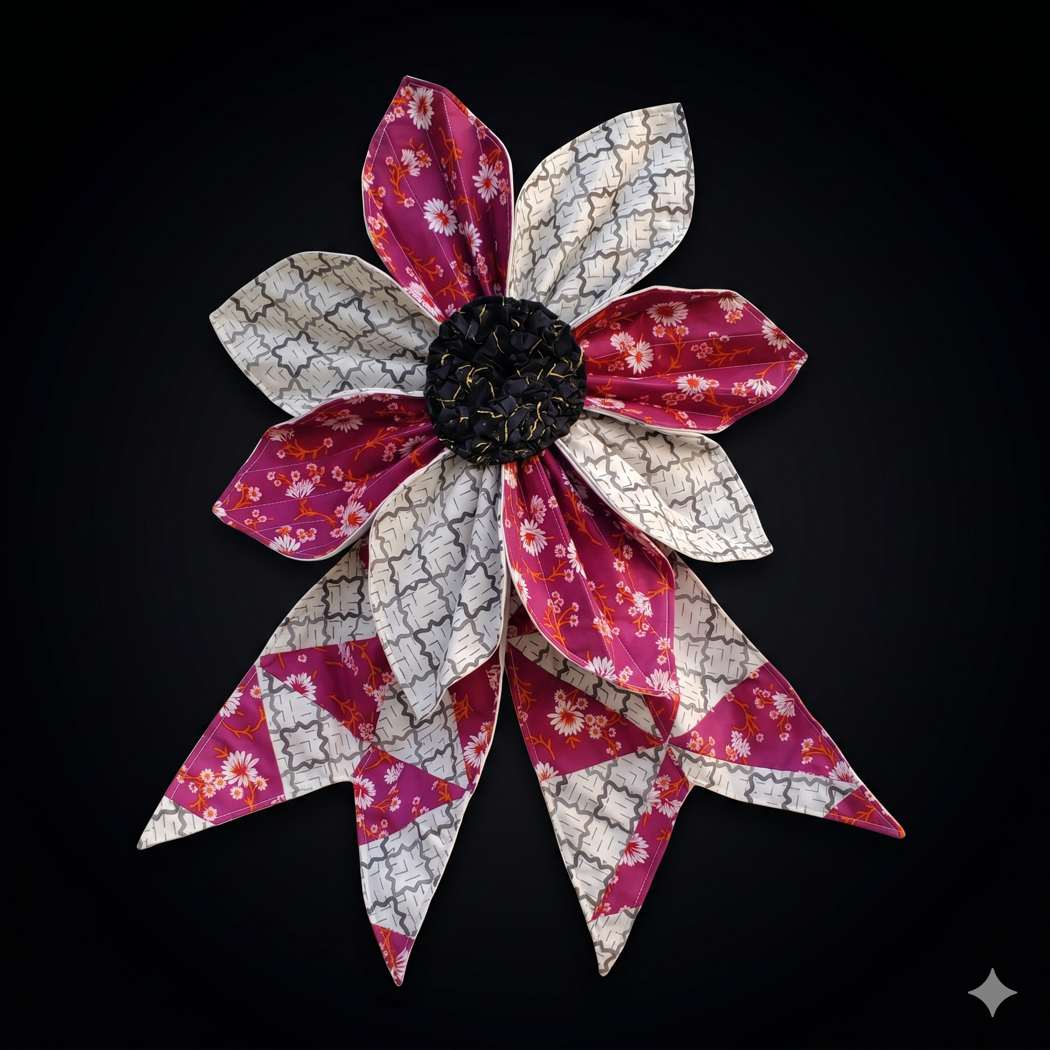 DIY Big Quilted Fabric Flower Bow Pattern, Large Patchwork Bow Sewing PDF, Front door Handmade Giant Fabric Bow Pattern Decoration
