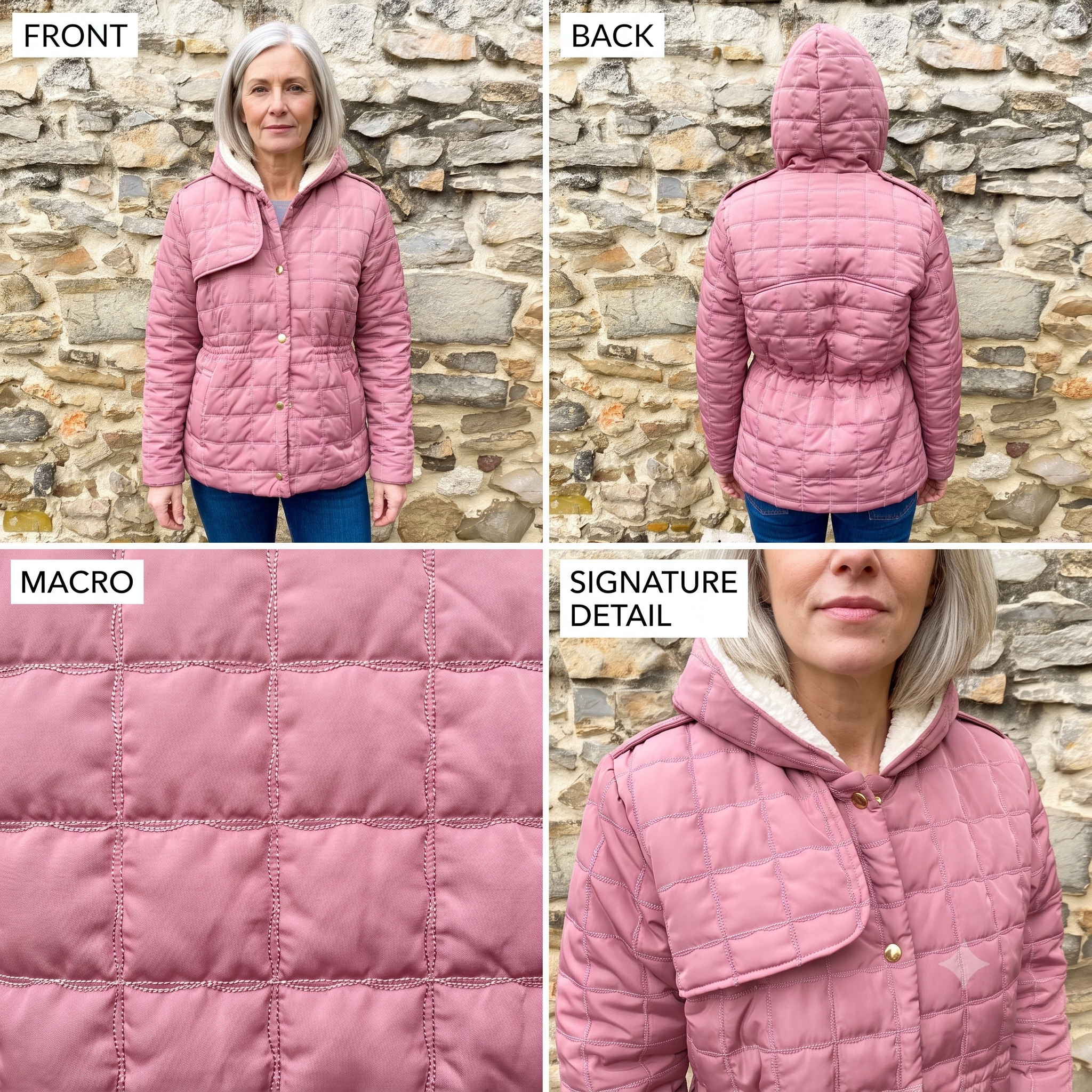 DEMNA Padded Coat Sewing Pattern PDF, Puffer Style Coat, Hooded Winter Jacket, Drawstring Waist, Raglan Pockets, Intermediate, Sizes 34–48