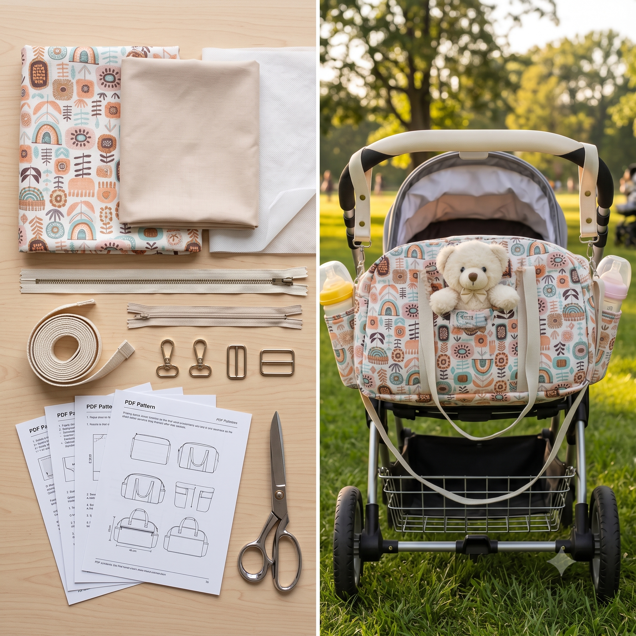 Diaper Bag โ Sewing Pattern (PDF + Video) | Stroller Diaper Bag & Travel Tote