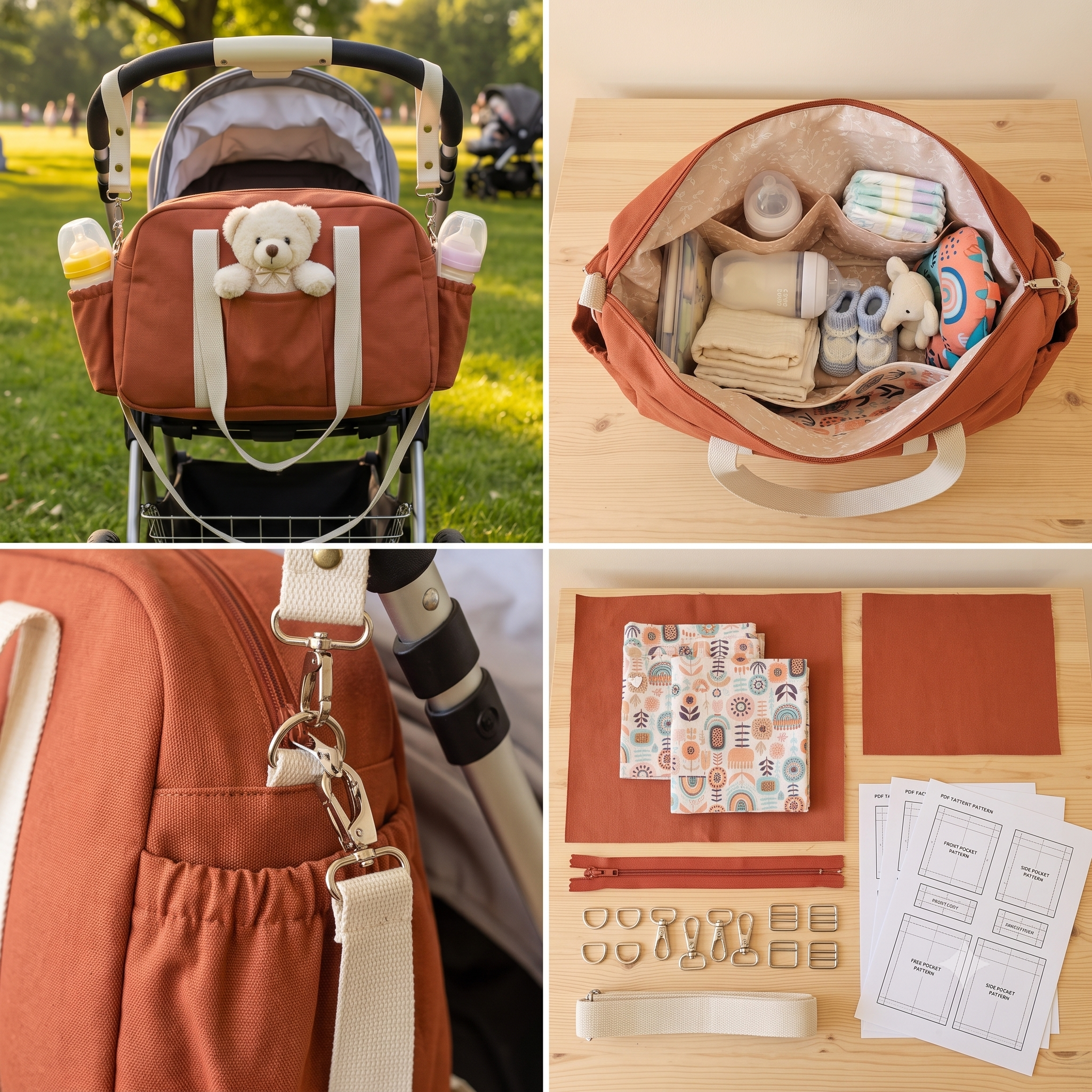 Diaper Bag โ Sewing Pattern (PDF + Video) | Stroller Diaper Bag & Travel Tote