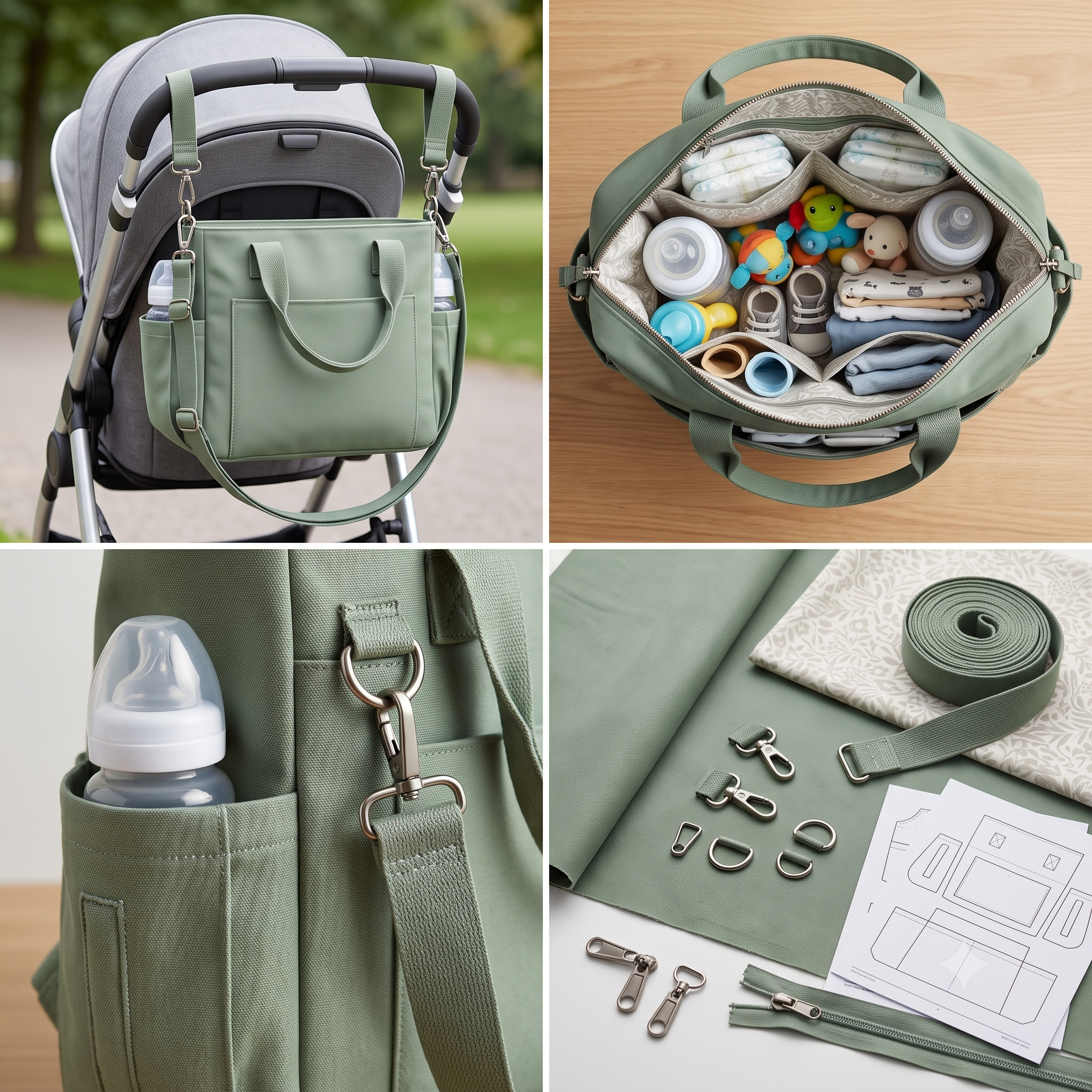 Diaper Bag โ Sewing Pattern (PDF + Video) | Stroller Diaper Bag & Travel Tote
