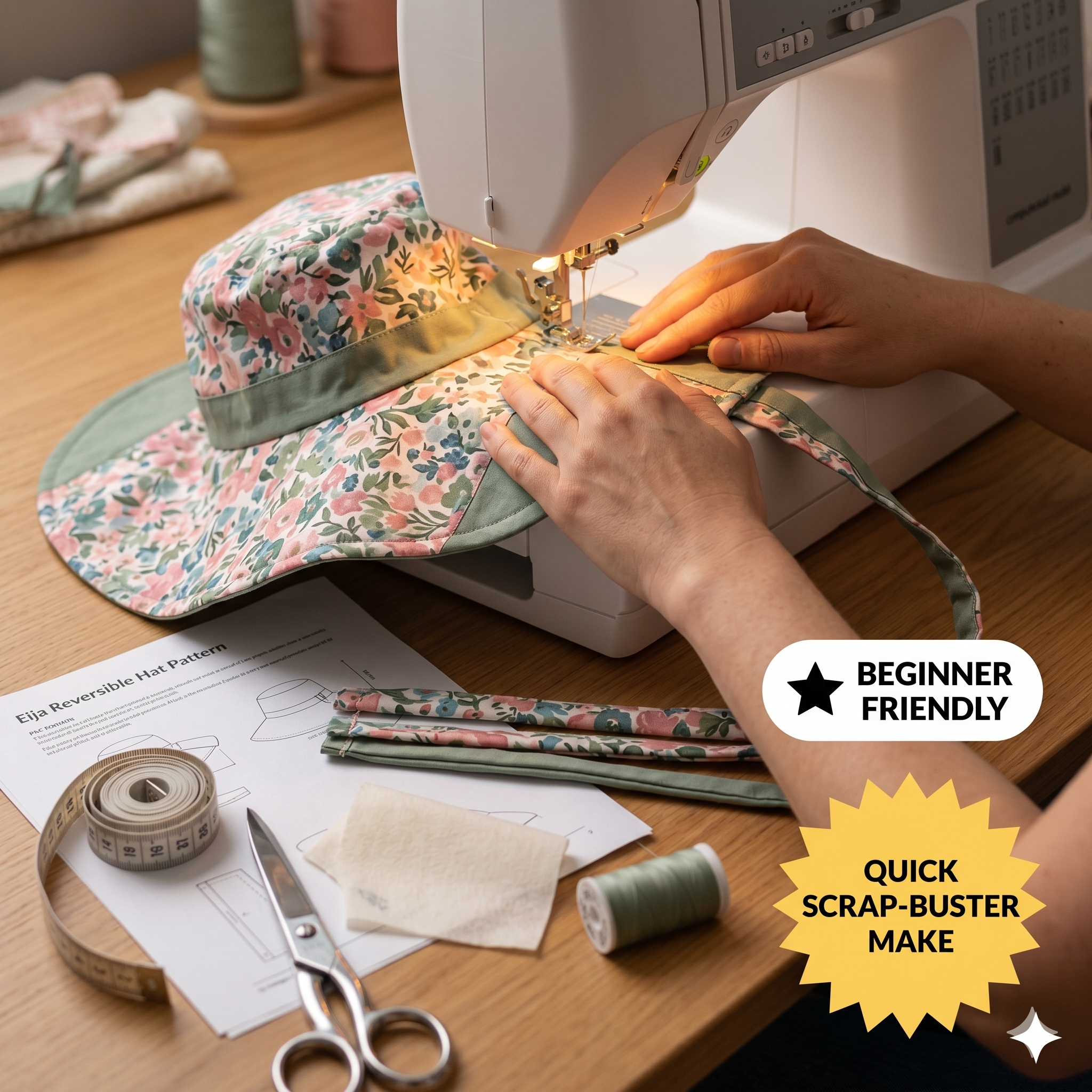 ✨ Eija Reversible Bucket Hat – Instant Download PDF Sewing Pattern