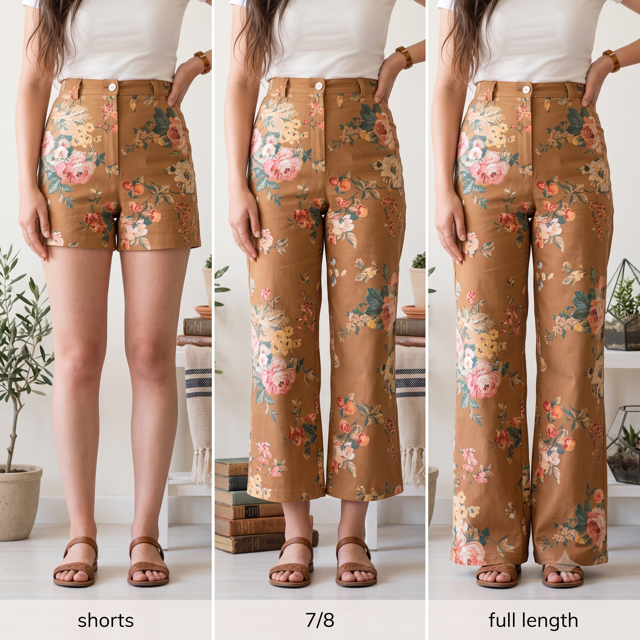 Flare Pants & Shorts Sewing Pattern PDF – Women's 2-in-1 Wide-Leg Trousers and Shorts – Sizes 32-50 – High-Waist Jeans-Style with 3 Length Options – Layered Multi-Format – Instant Download