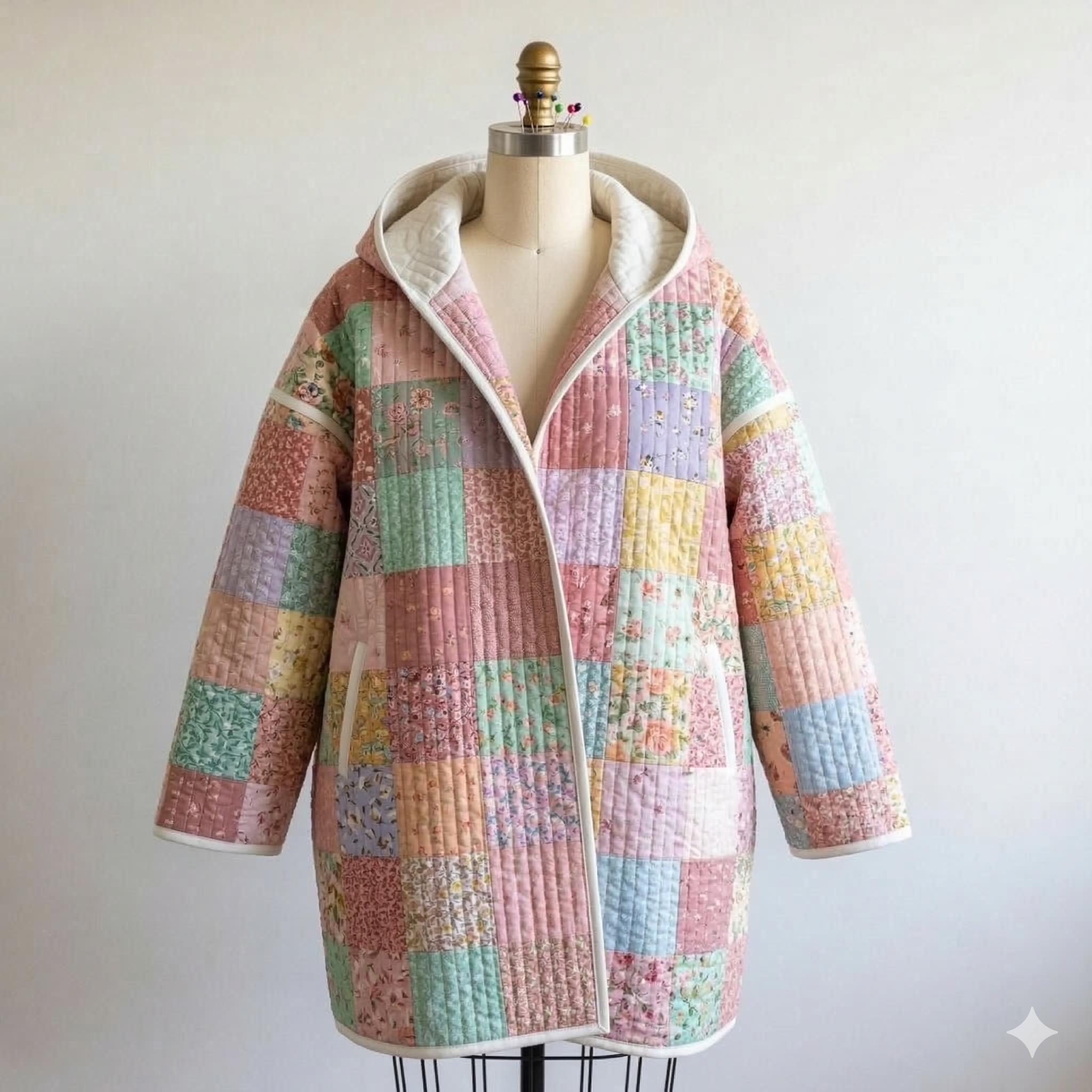 Florence Quilt Coat Sewing Pattern | Beginner Friendly | Jacket Cardigan | Long Coat | Sizes XXS-4XL | Instant Download