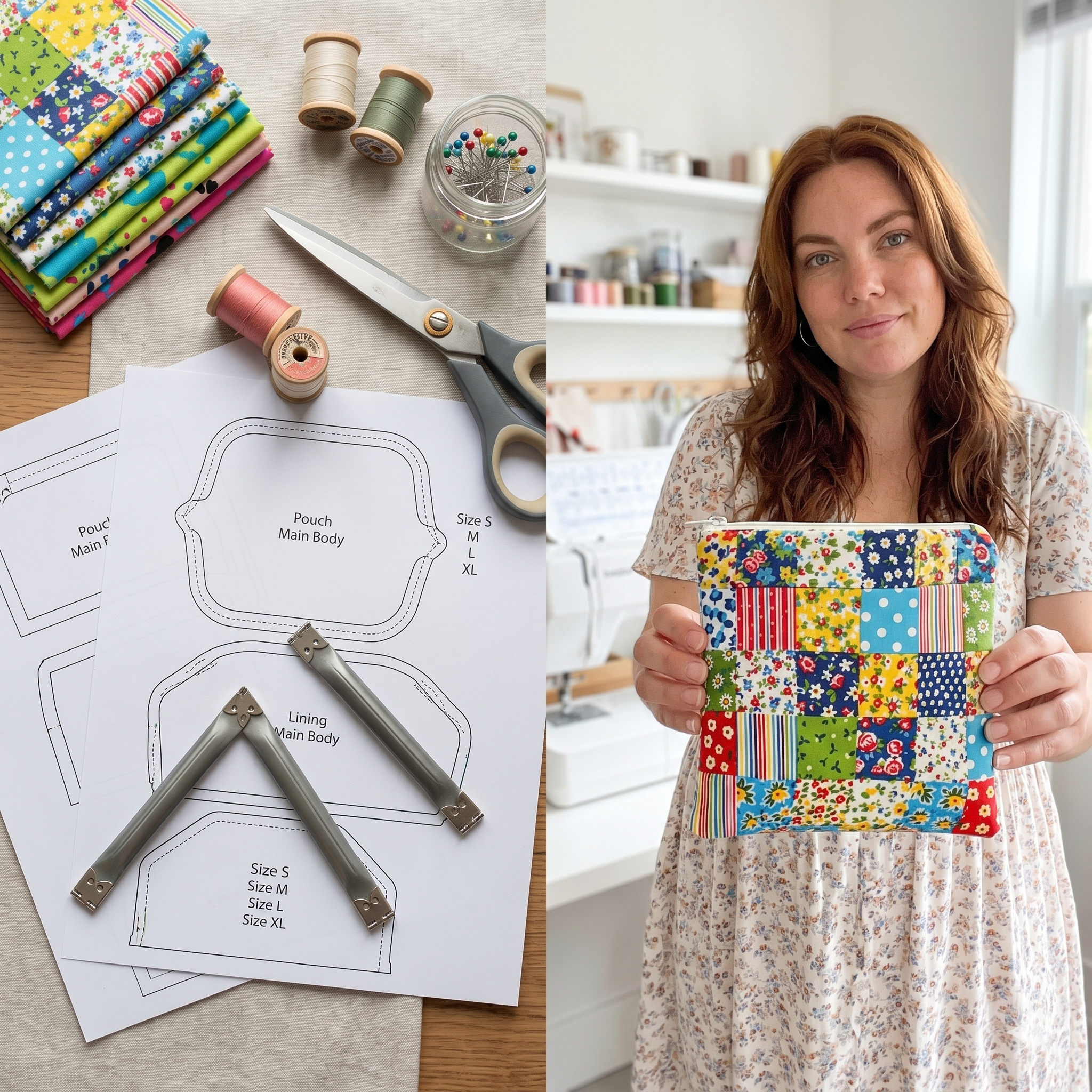 Flex Frame Pouch Sewing Pattern PDF โ 4 Sizes, Easy Snap Pouch, Coin Purse, Glasses Case