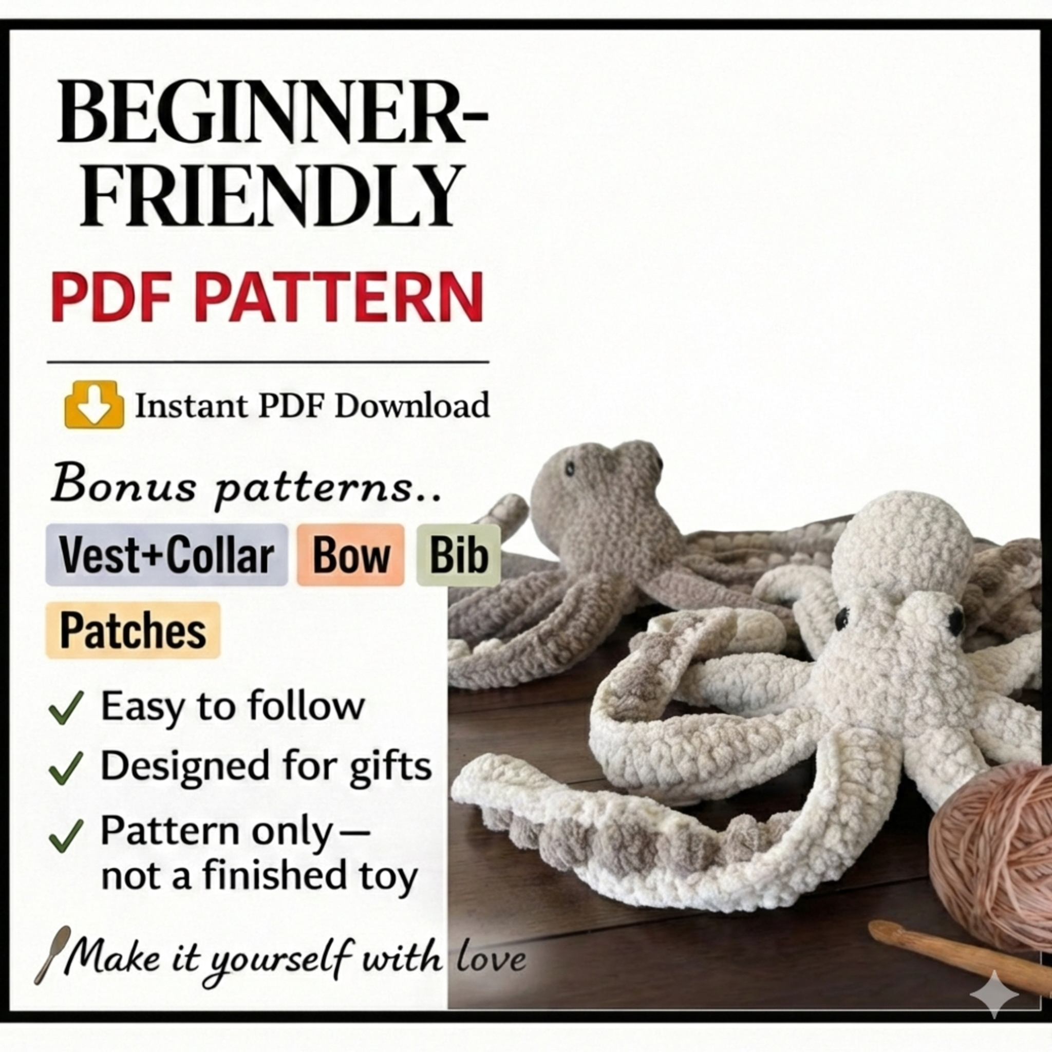 BUNDLE - Anchor The Octopus Pattern | Crochet Pattern |Digital Download | PDF