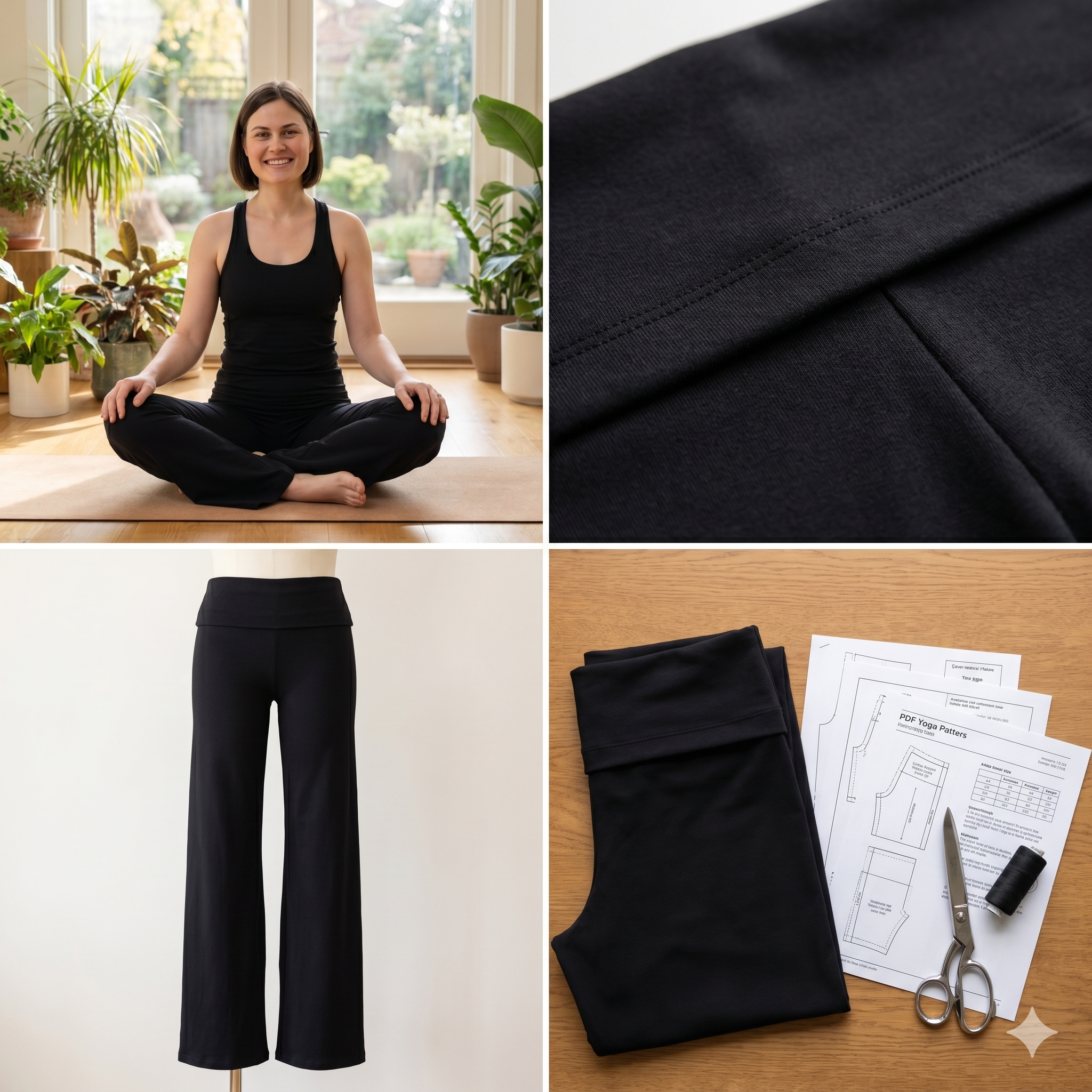 Fold Over Waist Yoga Pants Sewing Pattern | High-Waist Stretch Leggings (PDF Download)