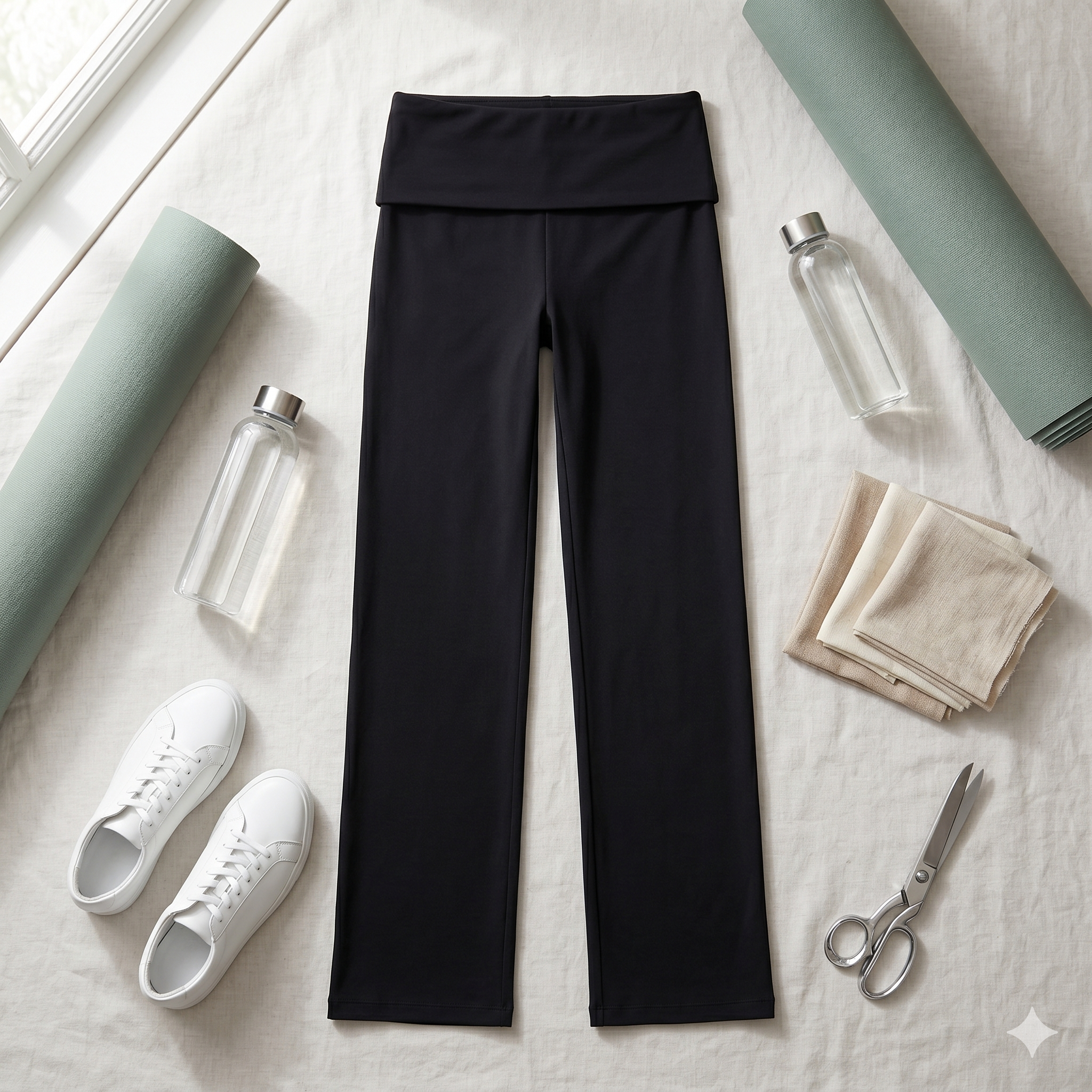 Fold Over Waist Yoga Pants Sewing Pattern | High-Waist Stretch Leggings (PDF Download)