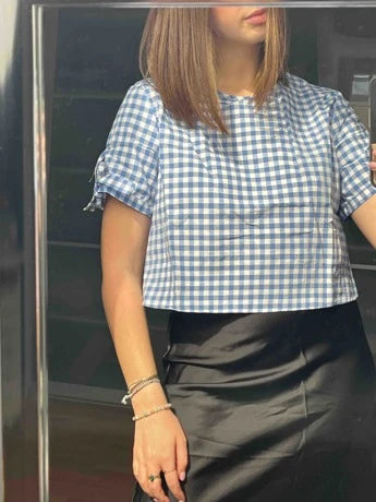 ✨ Gingham Bow Cuff Crop Top – Instant Download PDF Sewing Pattern