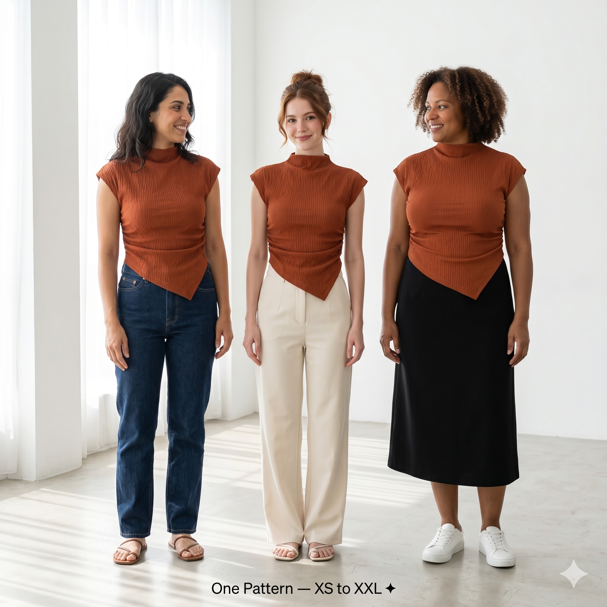 High Neck Asymmetric Top | XS-XXL | Instant Download | Easy Digital PDF | Sewing Pattern | Beginner Friendly