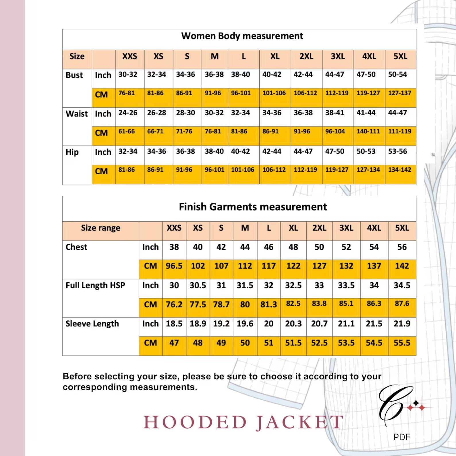 Hooded Quilted Jacket Sewing Pattern | Beginner friendly | Sizes XXS-4XL (Instant Download)