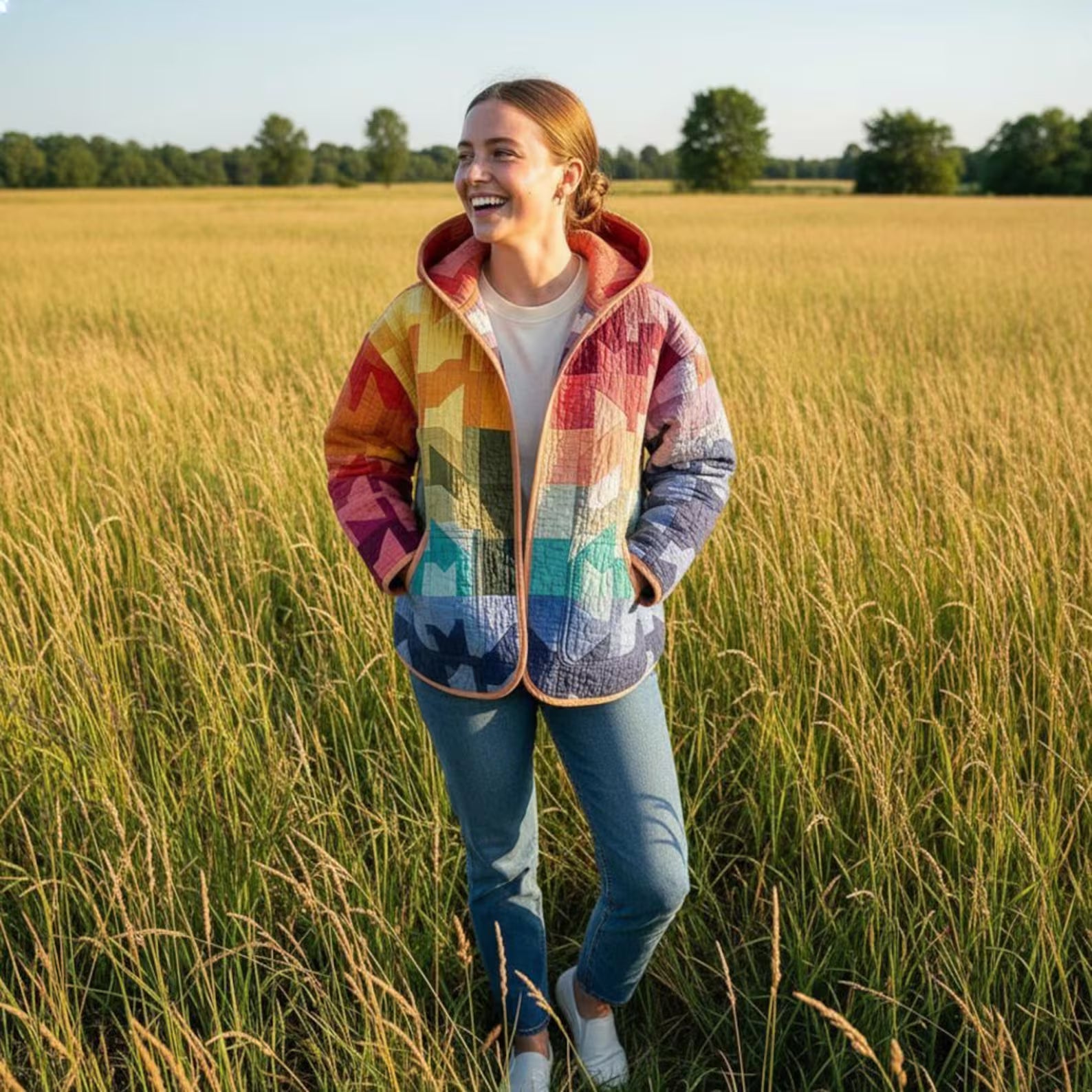 Hooded Quilted Jacket Sewing Pattern | Beginner Friendly, Sizes XXS-4XL (Instant Download)