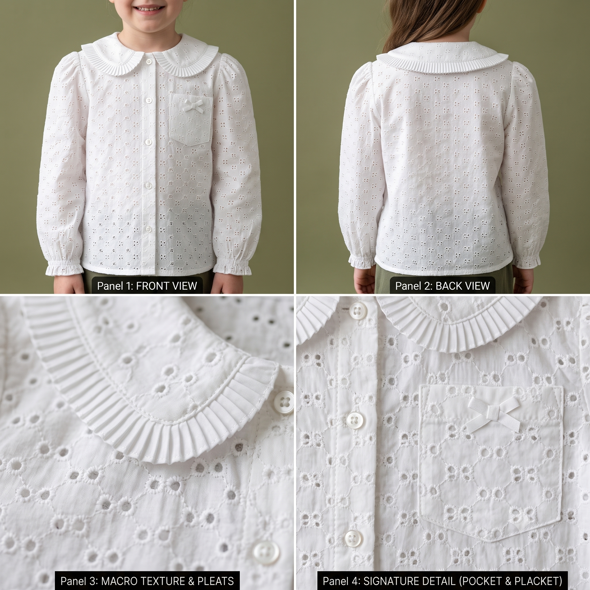 MINI BONNIE Kids Shirt Sewing Pattern PDF, Girls Boys Blouse & Dress, Peter Pan Collar, Ruffle Options, Chest Pocket, Ages 2–10 Years