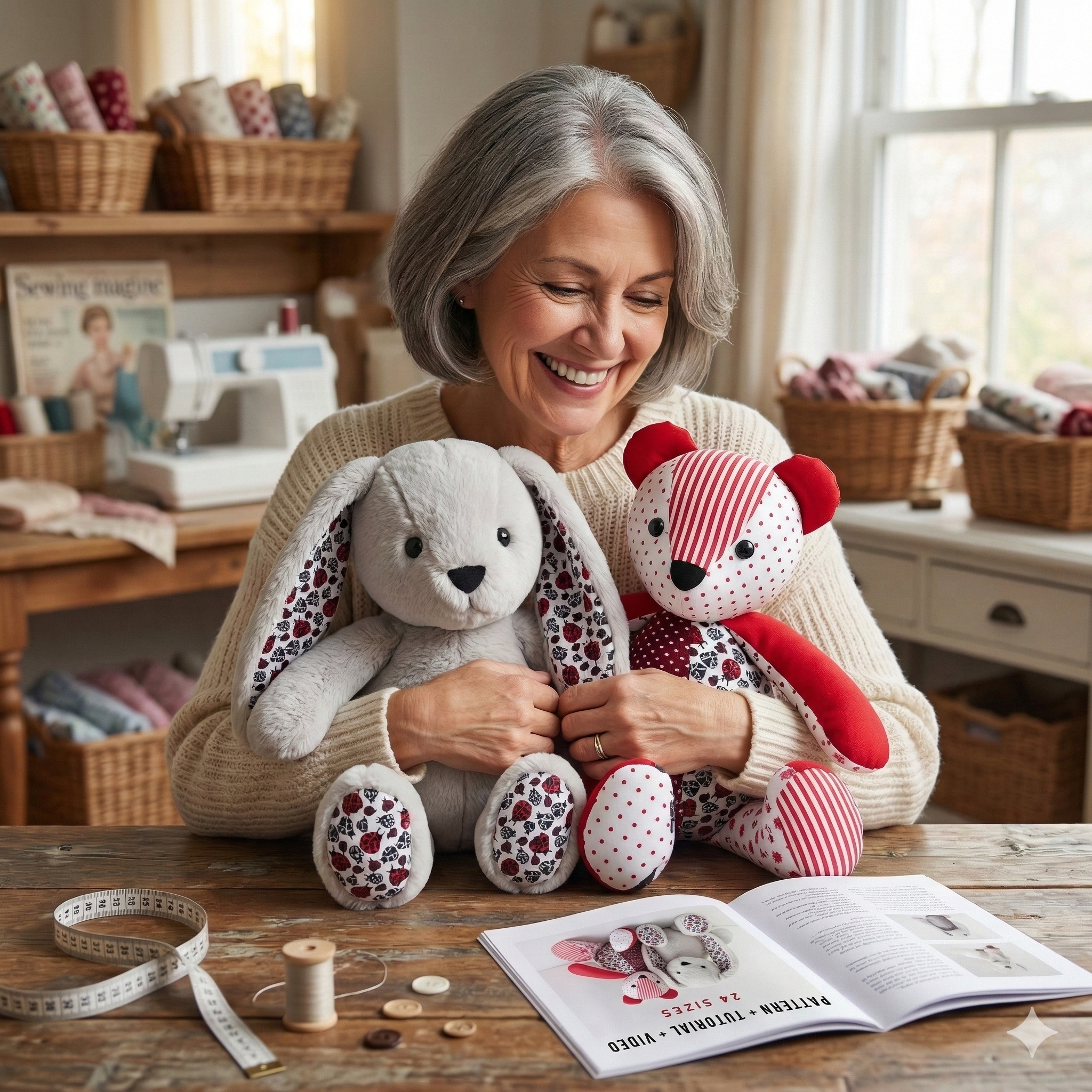 Memory Bear & Bunny Sewing Pattern: Keepsake Plush Template (PDF)