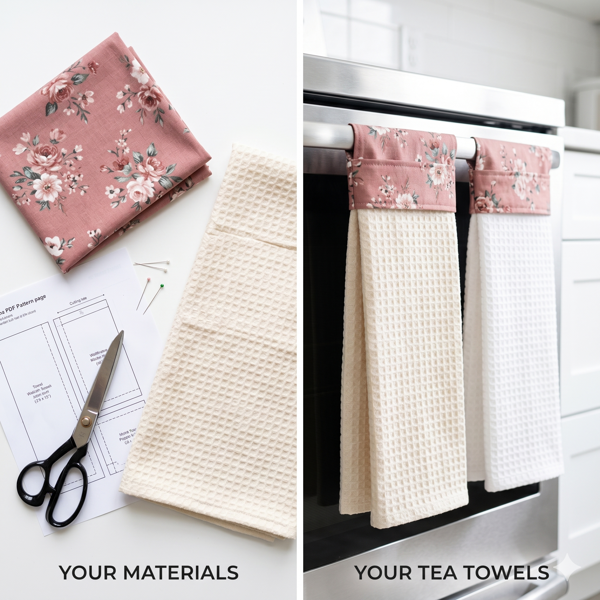 Modern Hanging Tea Towel Sewing Pattern: Beginner Friendly (Digital Download)