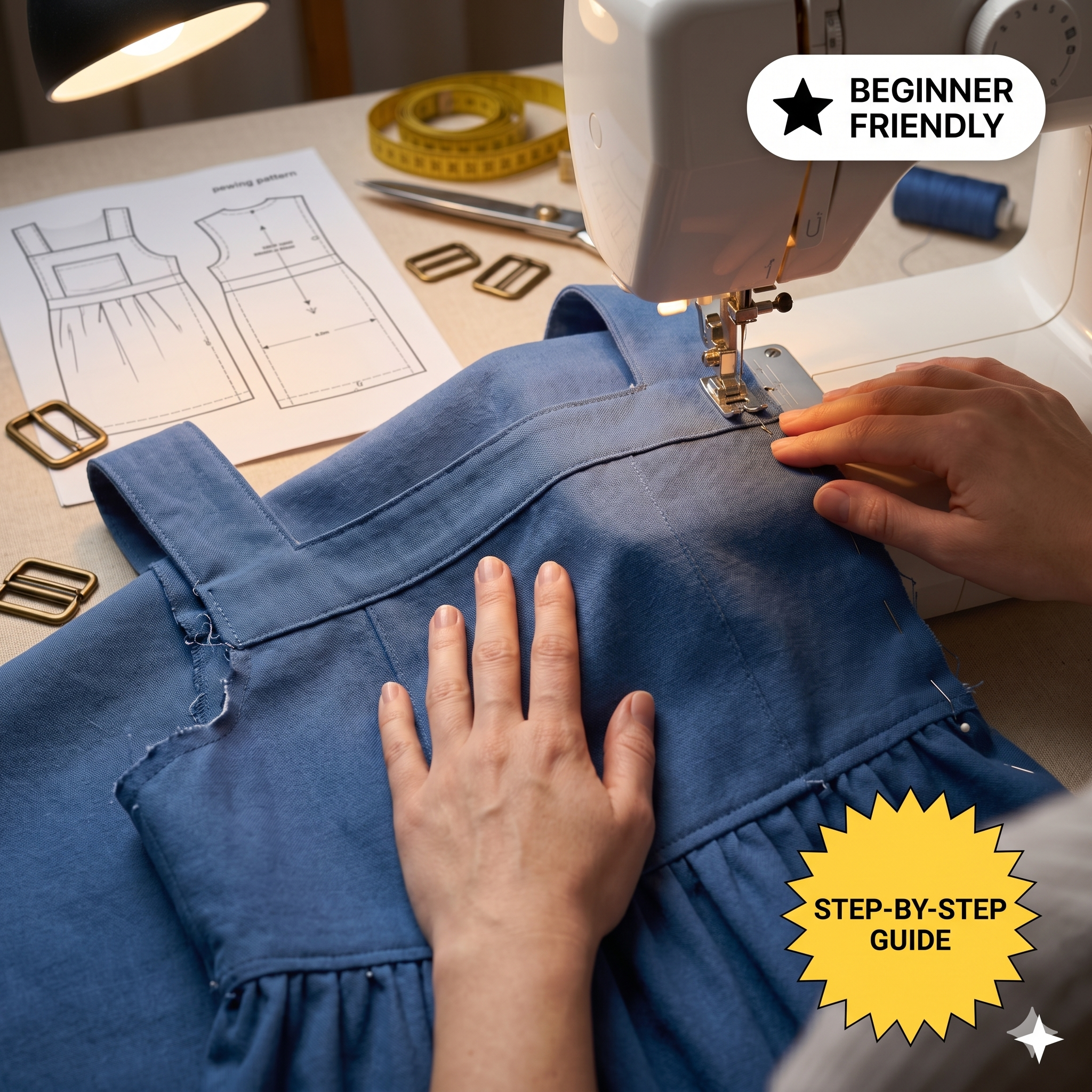 ✨ Cotton Pleated Square Neck Midi Dress – Instant Download PDF Sewing Pattern