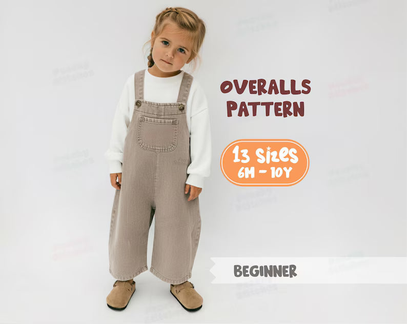 Overalls Sewing Pattern For Kids - Jumpsuit Pattern For Girls Dungarees Pattern, Romper For Children 6M - 10Y