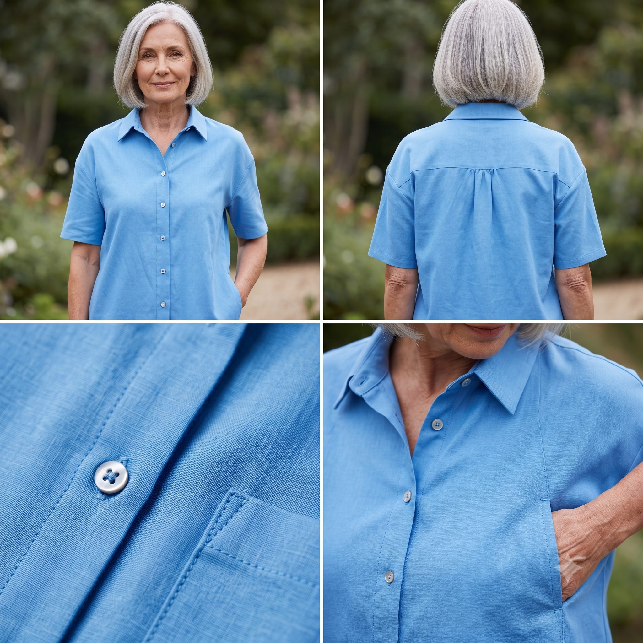 Oversized Shirt Sewing Pattern – Short Sleeve Button-Up PDF – Beginner-Friendly Viscose Cotton Satin – Relaxed Fit Summer Blouse – Digital Sewing Pattern