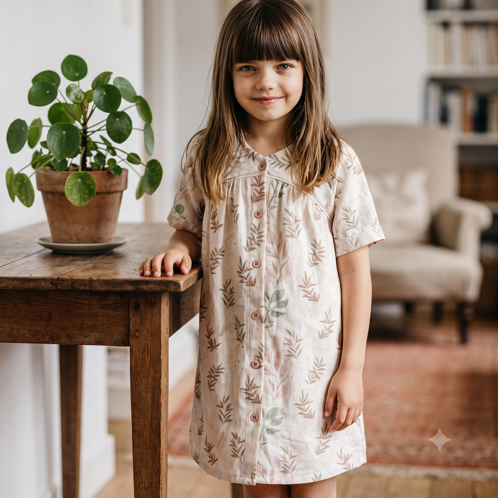 PETITE CATHERINETTE Kids Blouse Sewing Pattern PDF, Girls Blouse & Dress, Yoke Detail, 3/4 or Short Sleeve, Button Front, Ages 4–14 Years