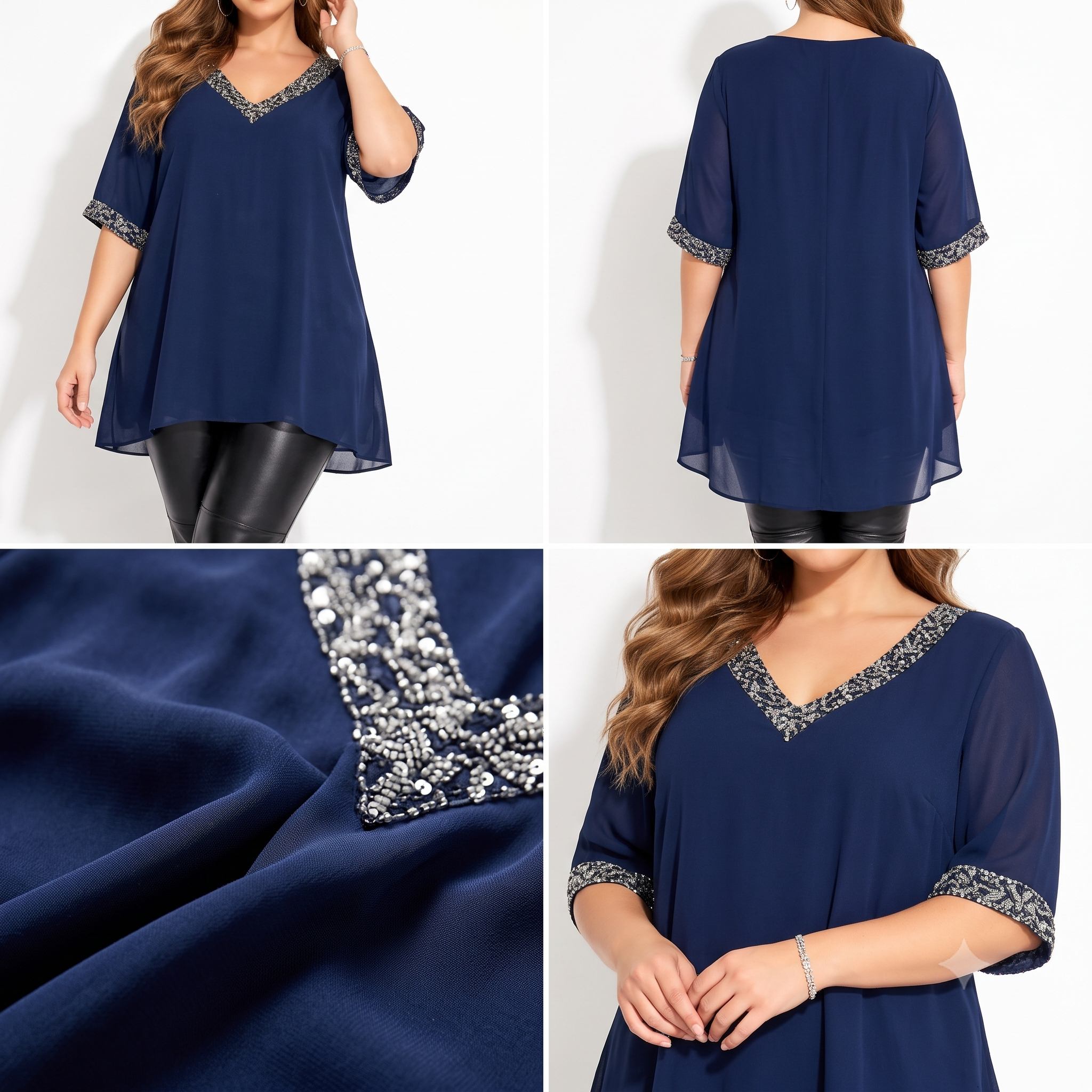 Plus Size Tunic Sewing Pattern PDF, V Neck Blouse Pattern, Curvy Women's Top, Loose or Belted Tunic, Sizes M–6XL, Instant Download