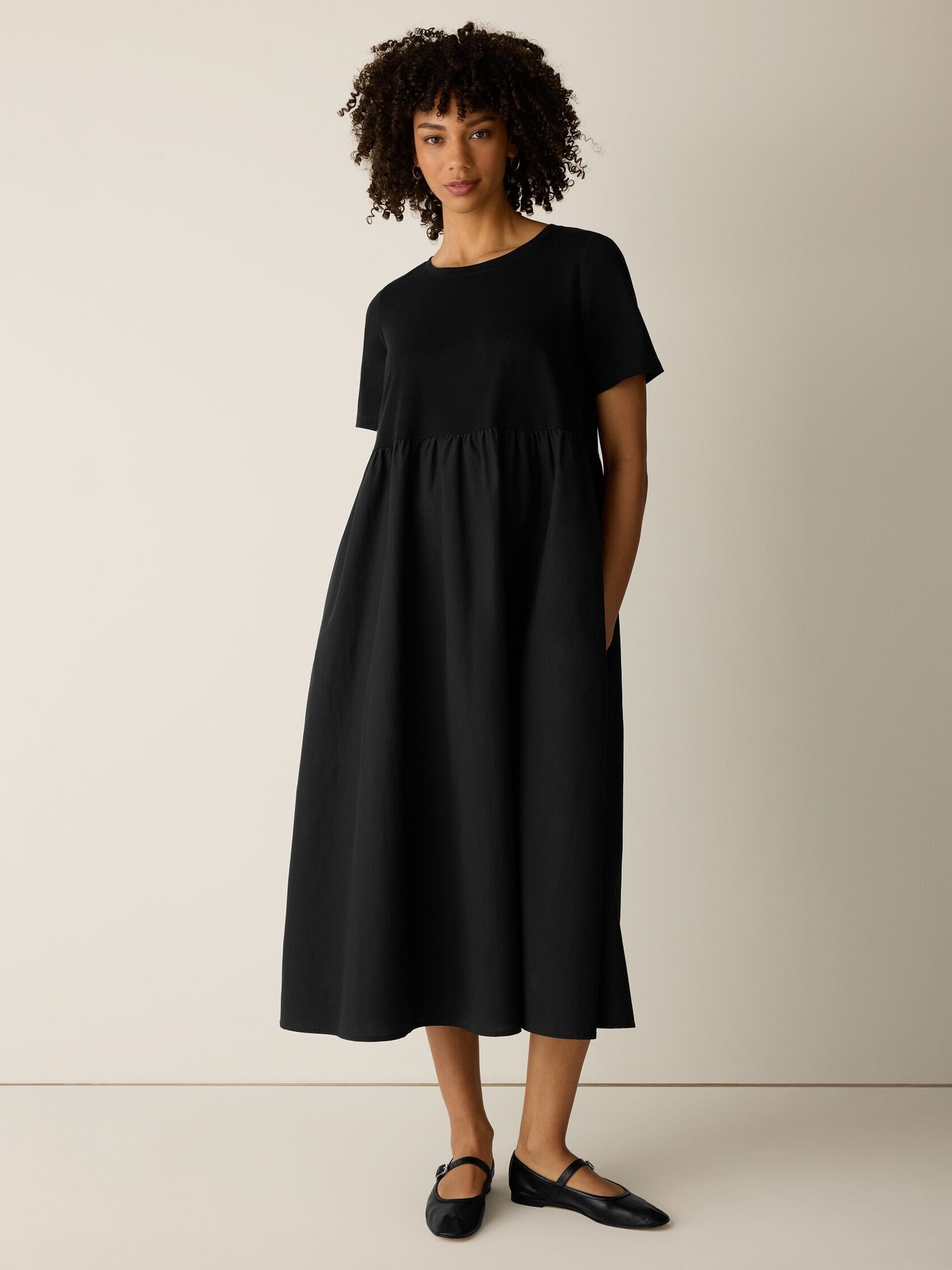 Two-Fabric Gathered Midi Dress – Instant Download PDF Sewing Pattern