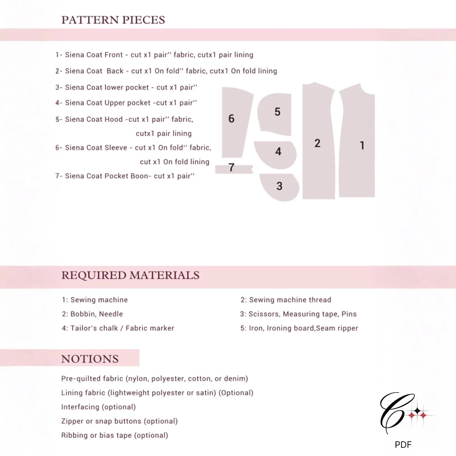 Siena Quilt Coat Sewing Pattern | Beginner-Friendly, XXS-4XL (Instant Download)
