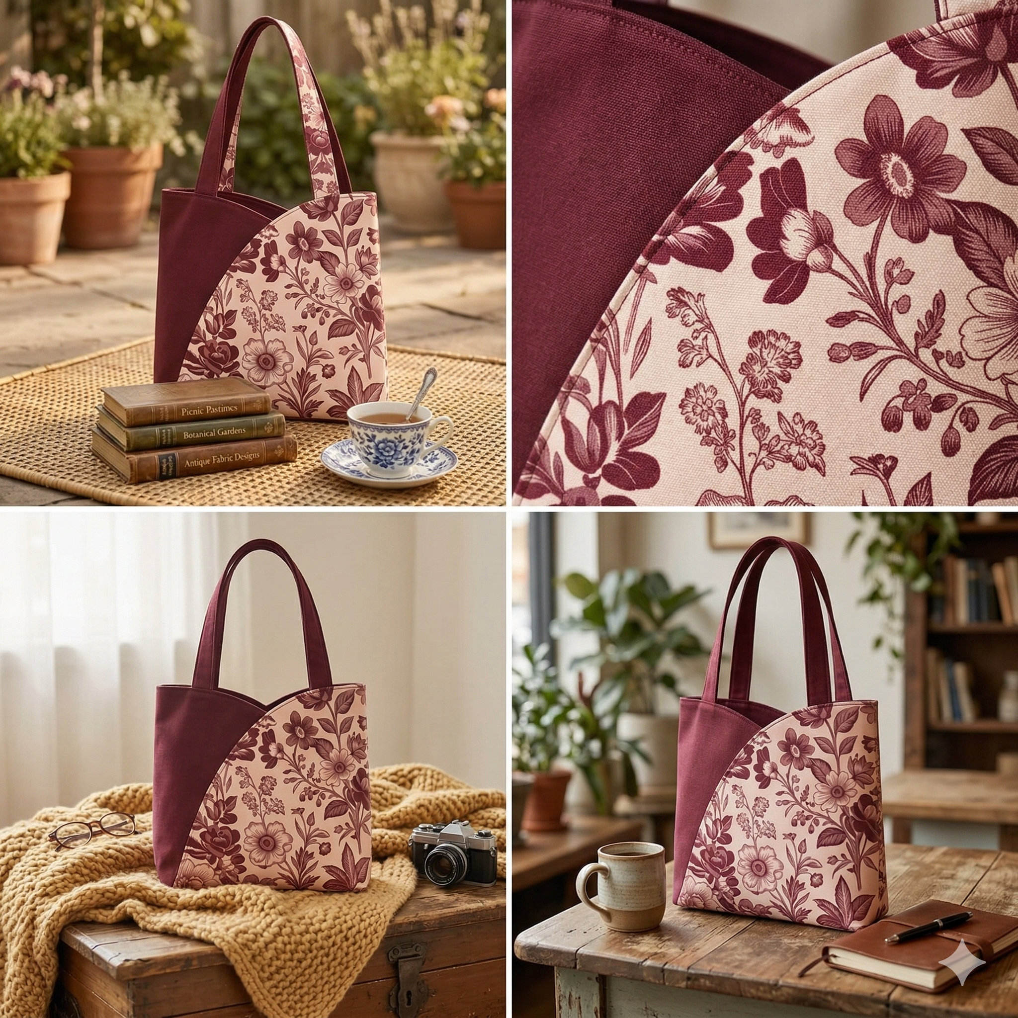 Tulip Tote Bag Sewing Pattern PDF | Beginner Friendly Tote Bag Tutorial | DIY Fabric Handbag | Printable Pattern A4 A0 US Letter