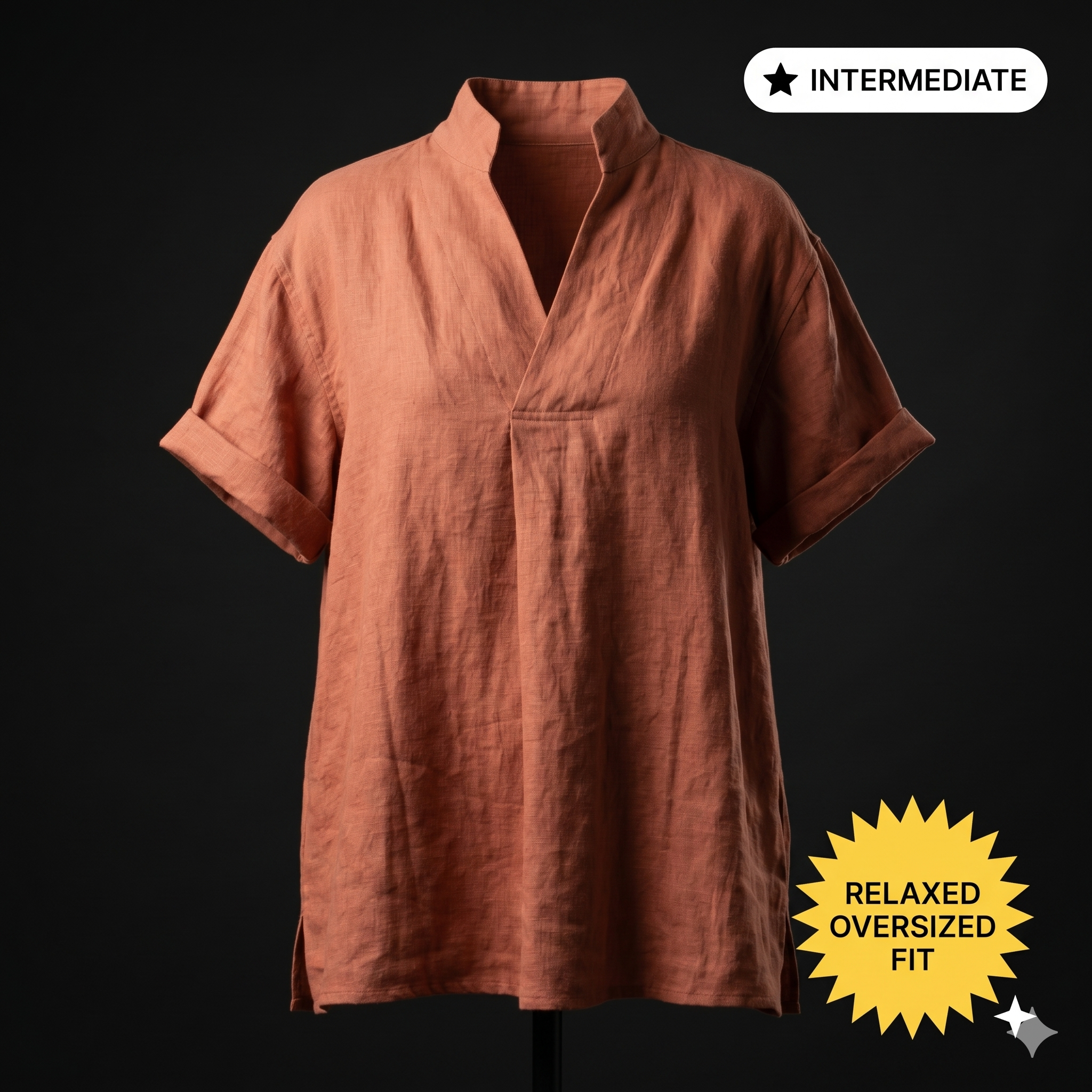 ✨ V-Neck Linen Tunic Top – Instant Download PDF Sewing Pattern