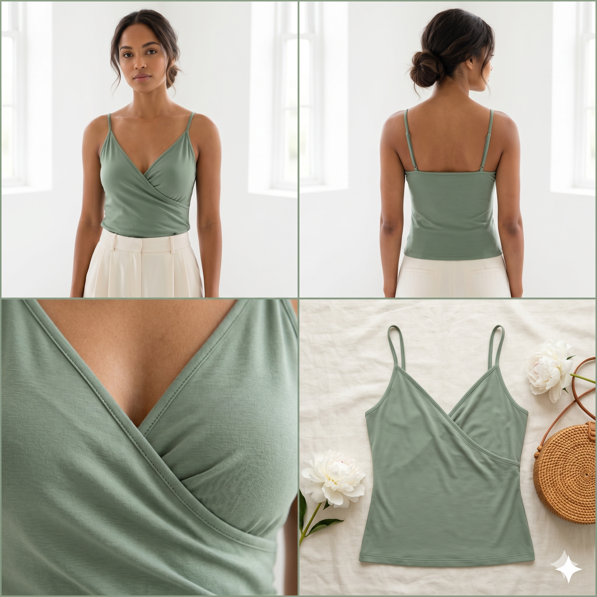 V Neck Cami Top PDF Sewing Pattern | Fitted Spaghetti Strap Tank Top Jersey Beginner Friendly Women XXS-XXL Instant Download
