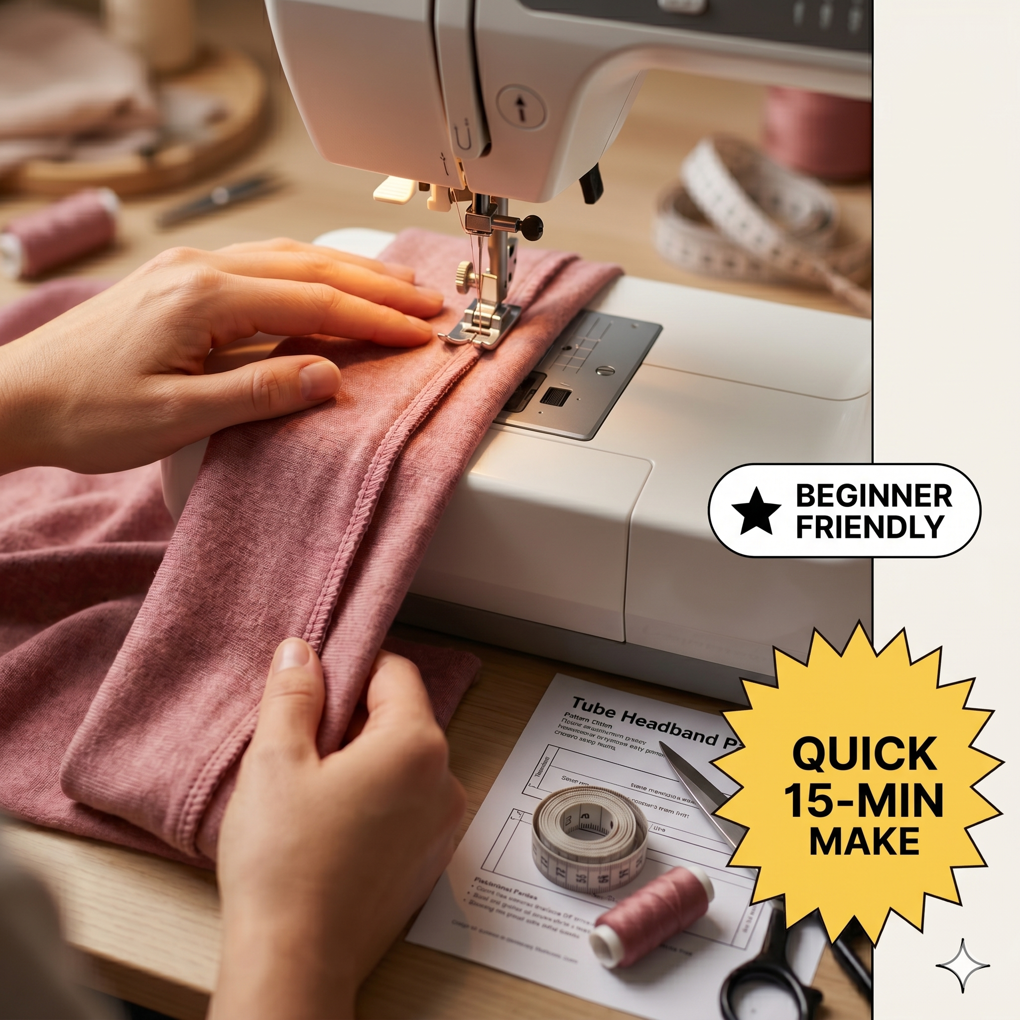 ✨ Wide Tube Headband – Instant Download PDF Sewing Pattern