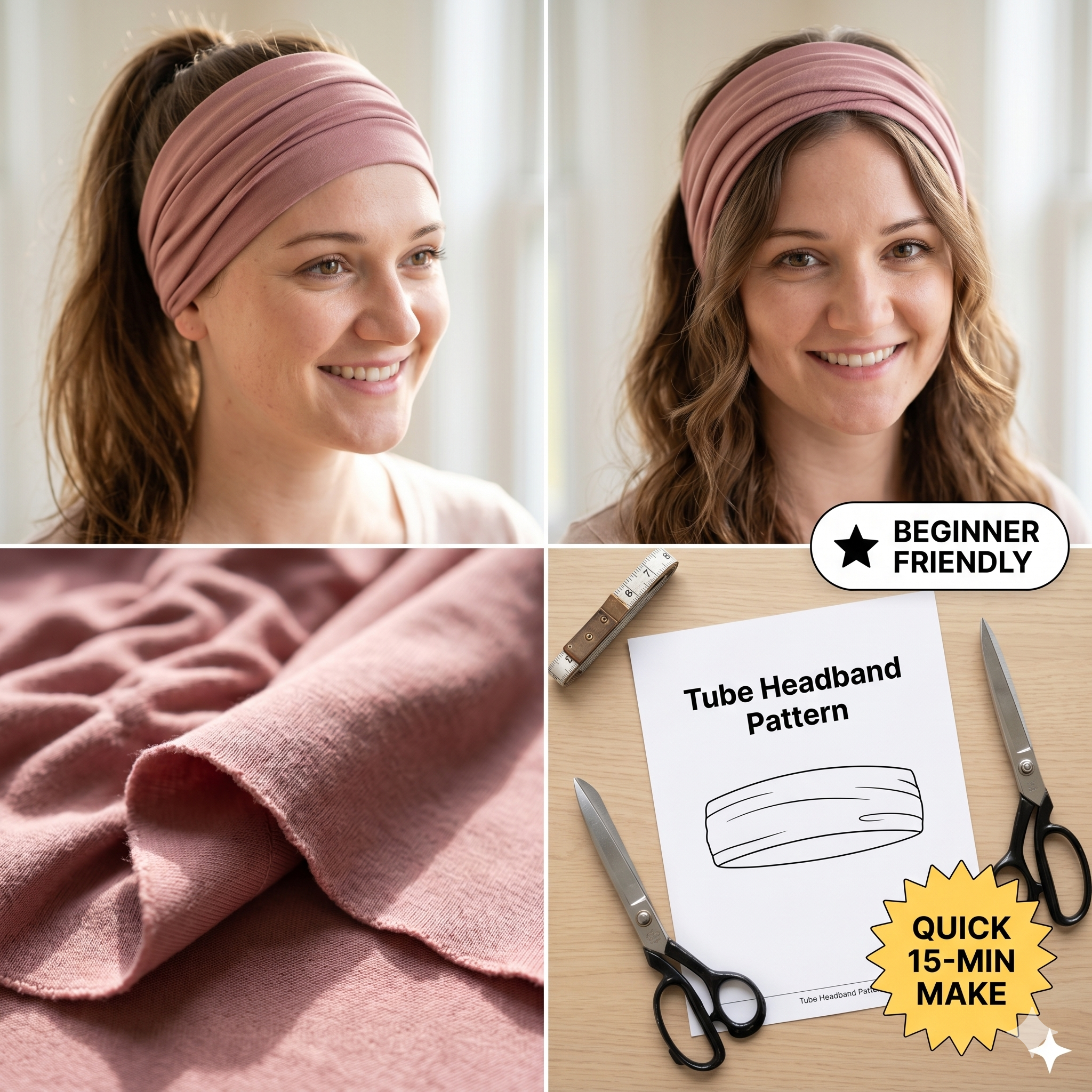 ✨ Wide Tube Headband – Instant Download PDF Sewing Pattern