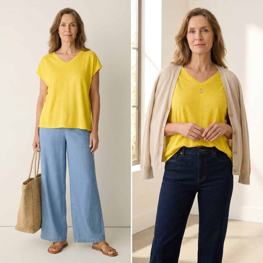 ✨ Linen Jersey V-Neck Cap Sleeve Top – Instant Download PDF Sewing Pattern