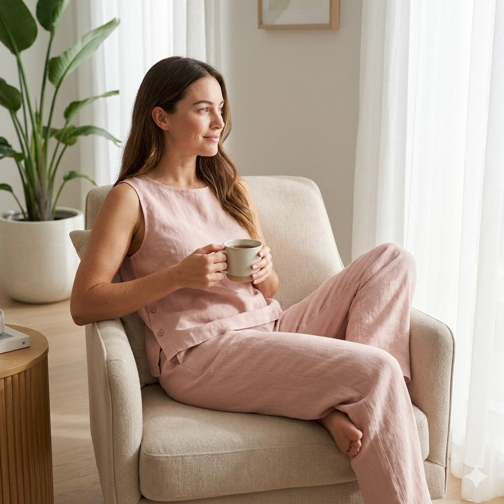 Minimalist Lounge Set Sewing Pattern, Sleeveless Top & Straight Leg Pants (PDF Pattern, Size XXS-XXL)