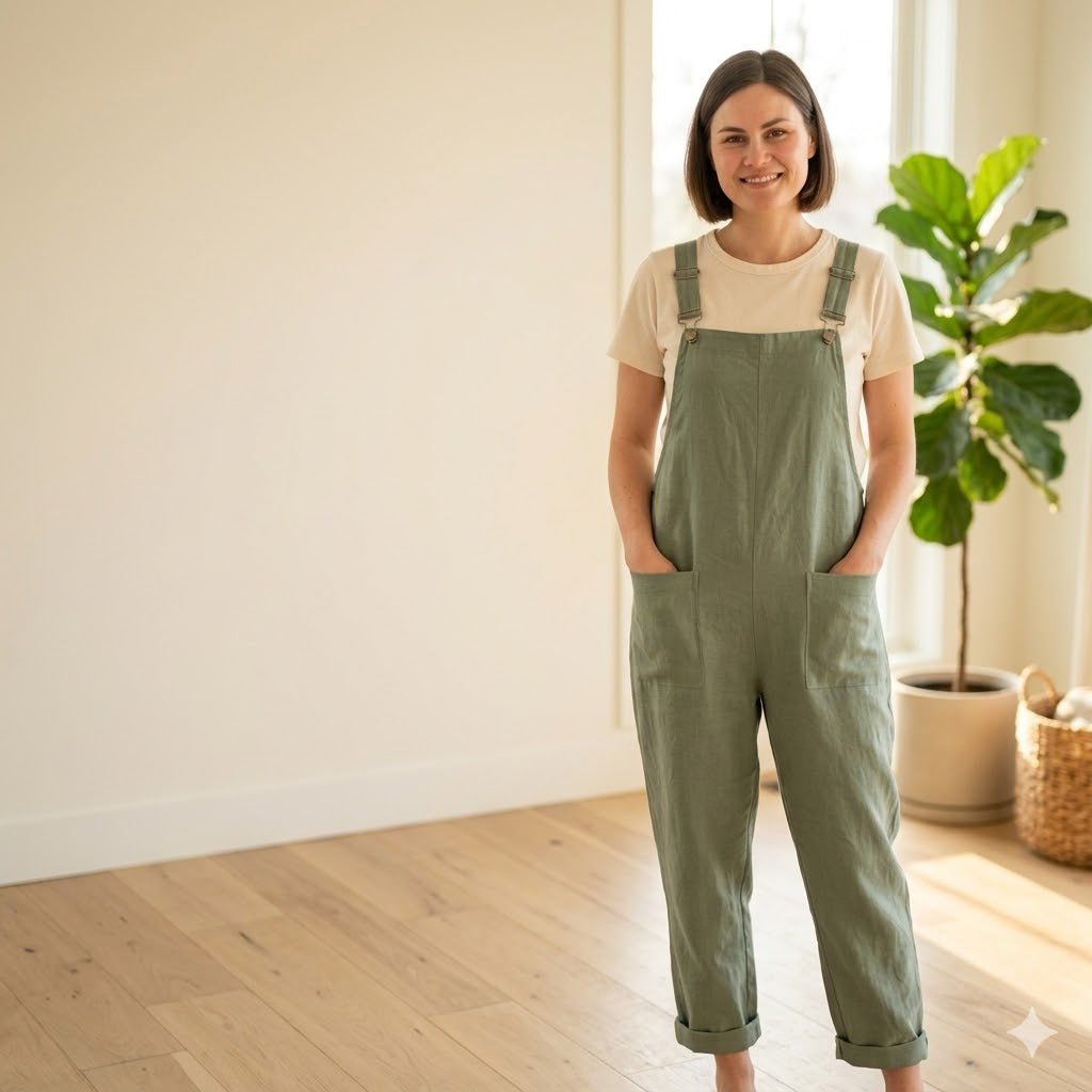 Women Jumpsuit PDF Pattern, Bib Dungaree Sewing Pattern S to 5XL, Beginner Friendly Romper Pattern, Easy Printable Instant Download