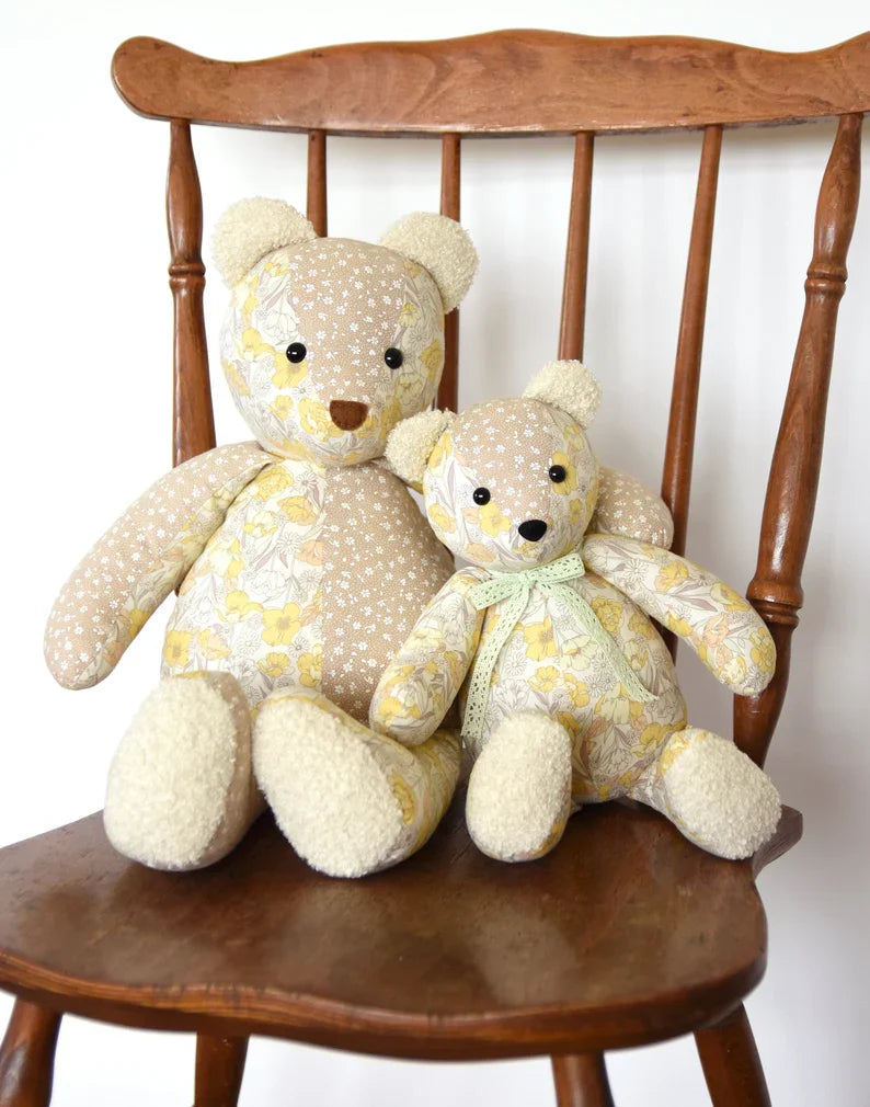 Teddy Bear Pattern, Bunny Sewing Pattern, VIDEO tutorial, rabbit pattern, keepsake bear, Memorial Bear Pattern, cat plushie, Memory Bear Toy