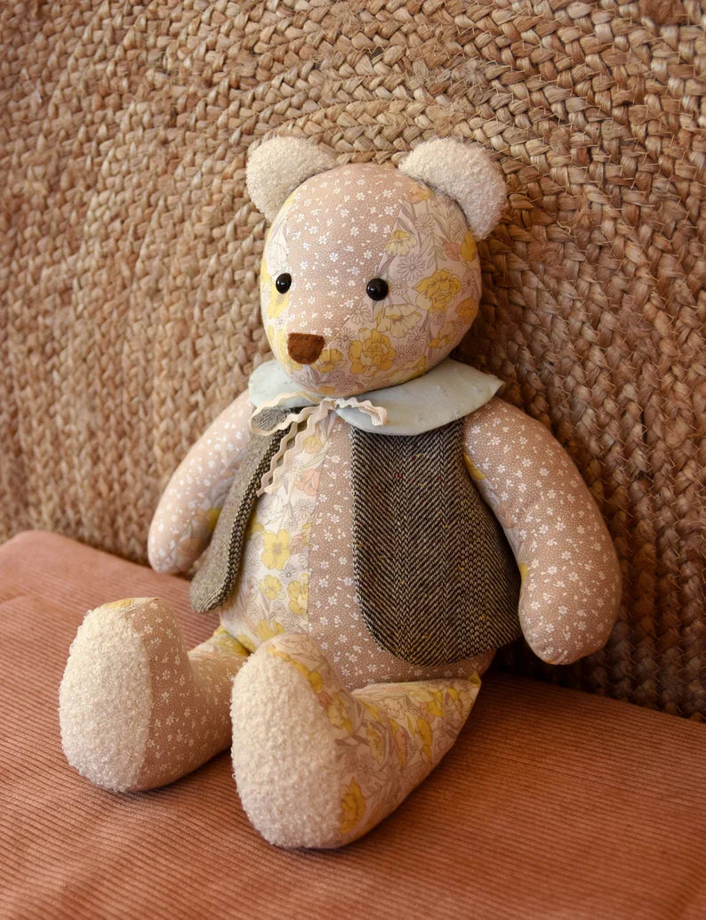 Teddy Bear Pattern, Bunny Sewing Pattern, VIDEO tutorial, rabbit pattern, keepsake bear, Memorial Bear Pattern, cat plushie, Memory Bear Toy