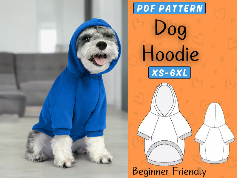 Dog Sewing Pattern, XS-6XL, Dog Hoodie PDF Pattern, Pet Jacket Sweater Pattern For Dog, Dogwear Pet Clothes Pattern Diy, Instant Download