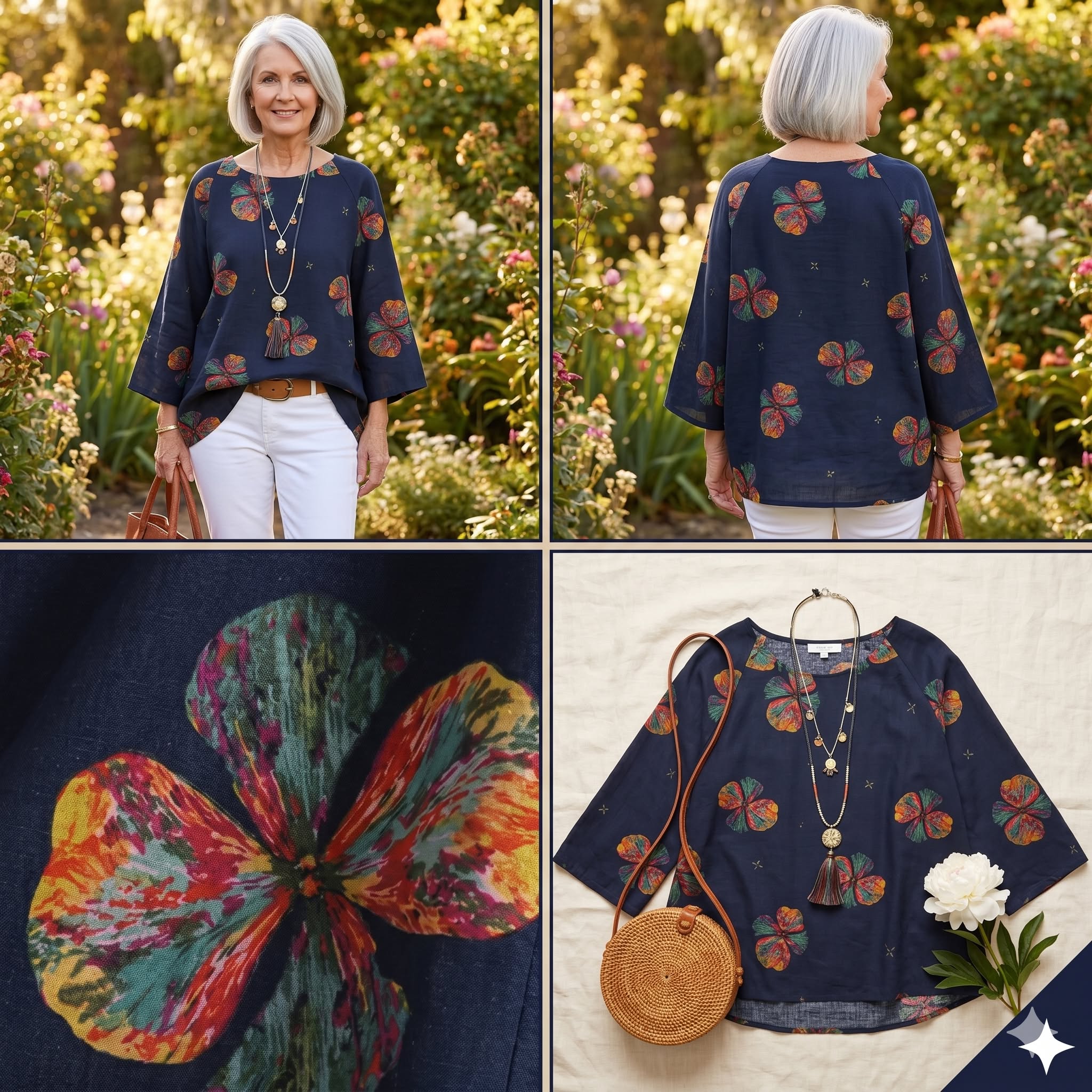Floral Cotton Shirt โ Instant Download PDF Sewing Pattern