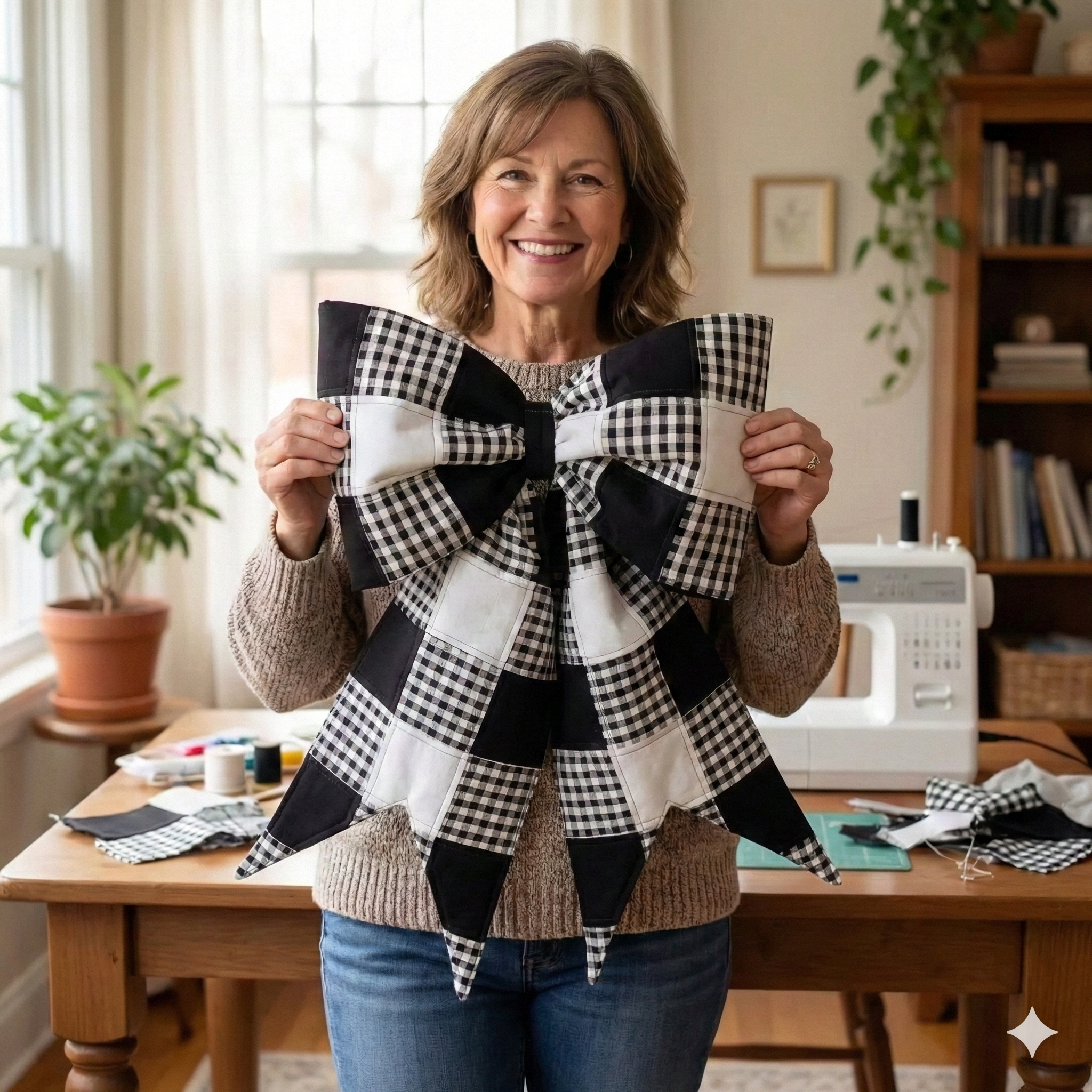 The Big Giant Reversible Quilted Bow | Beginner Friendly PDF Sewing Pattern Instructions and Video Tutorial for Oversized Quilted Fabric Bow
